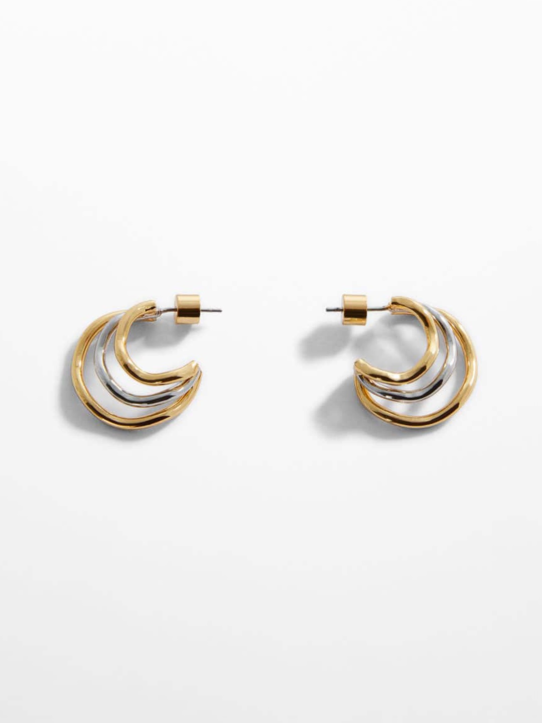 

MANGO Women Contemporary-Shaped Two-Toned Half Hoop Earrings, Gold