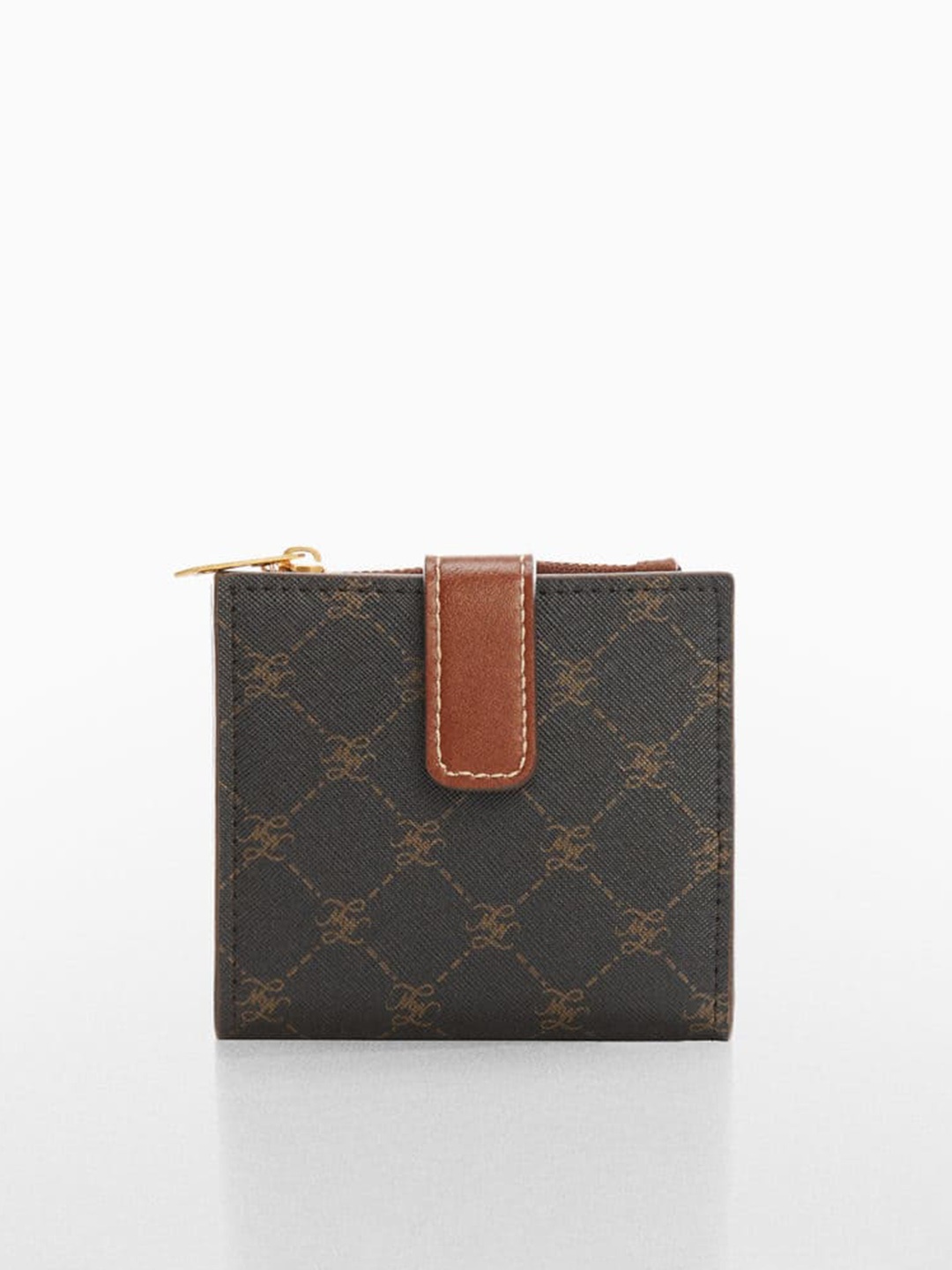 

MANGO Brand Logo Printed PU Two Fold Wallet, Black