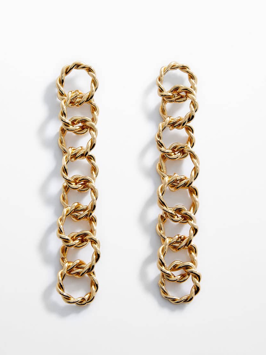 

MANGO Women Intertwined Loops Circular-Shaped Drop Earrings, Gold