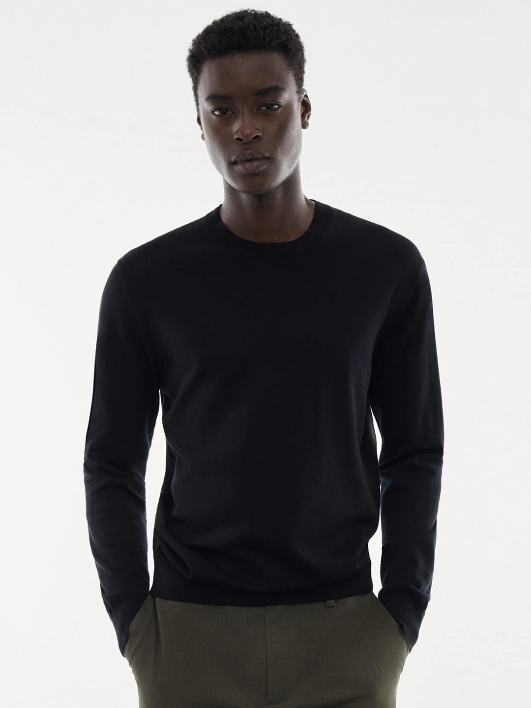 

MANGO MAN Woollen Pullover, Black