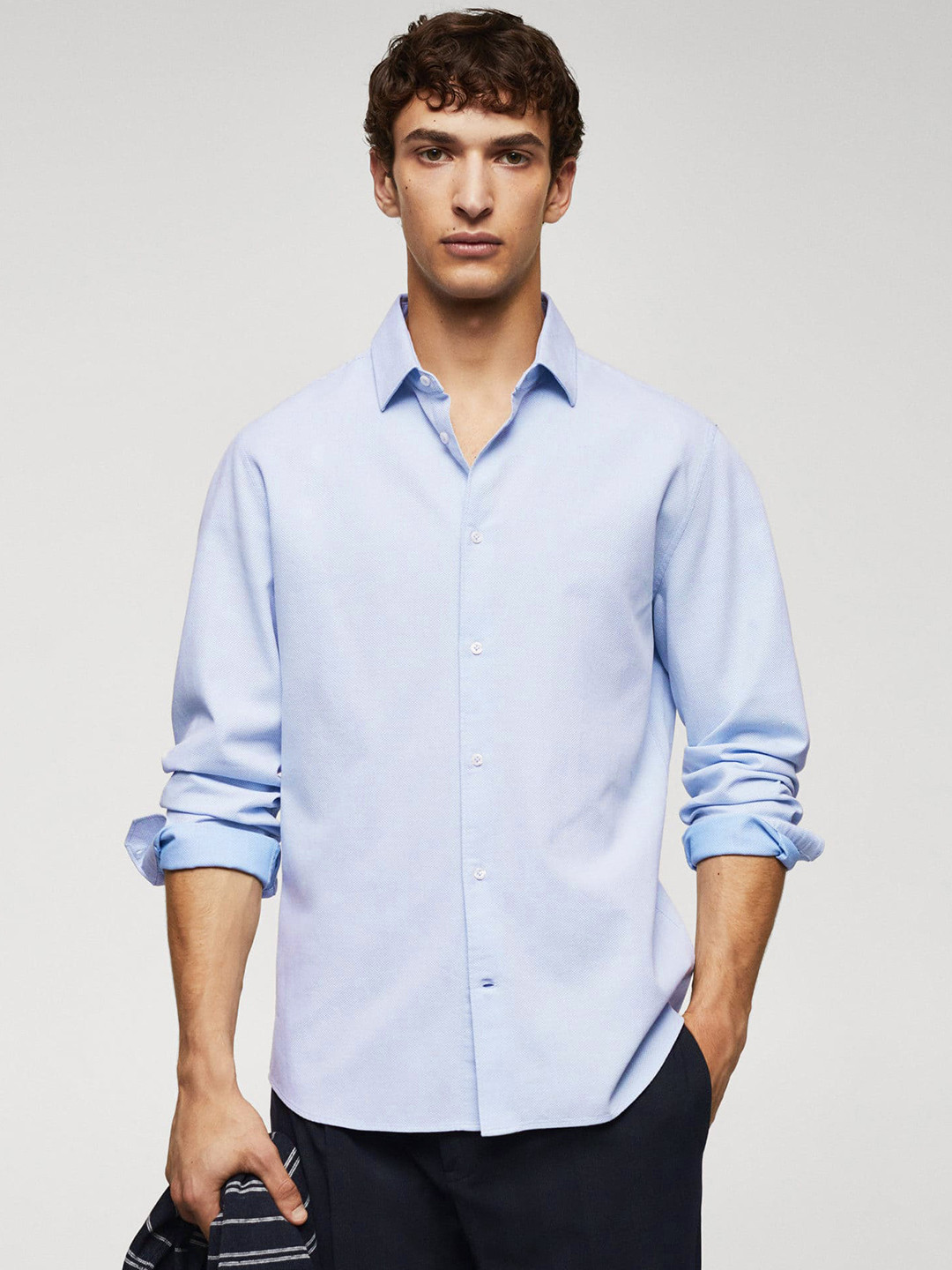 

MANGO MAN Cotton Slim Fit Casual Shirt, Blue