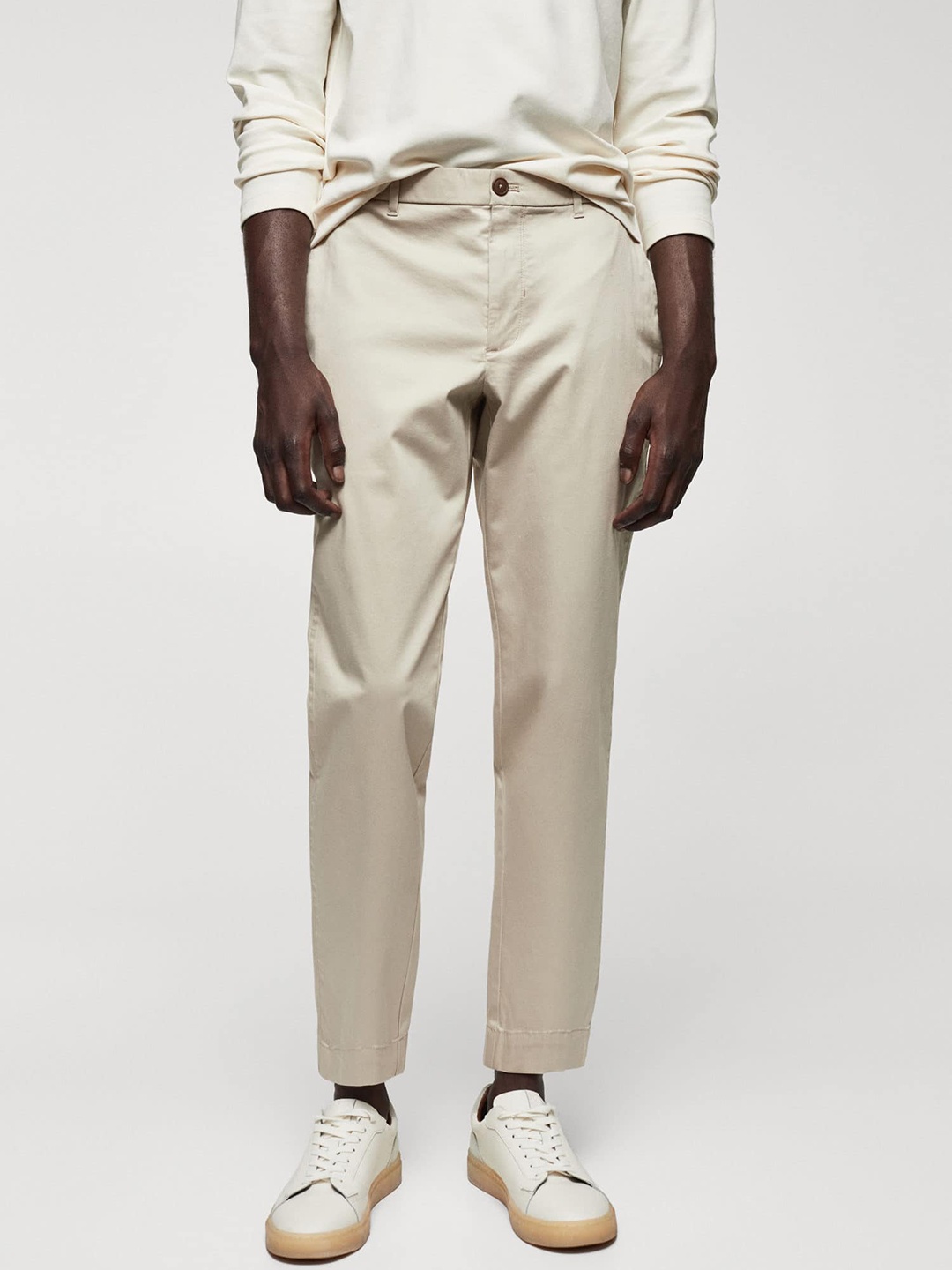 

MANGO MAN Solid Trousers, Beige