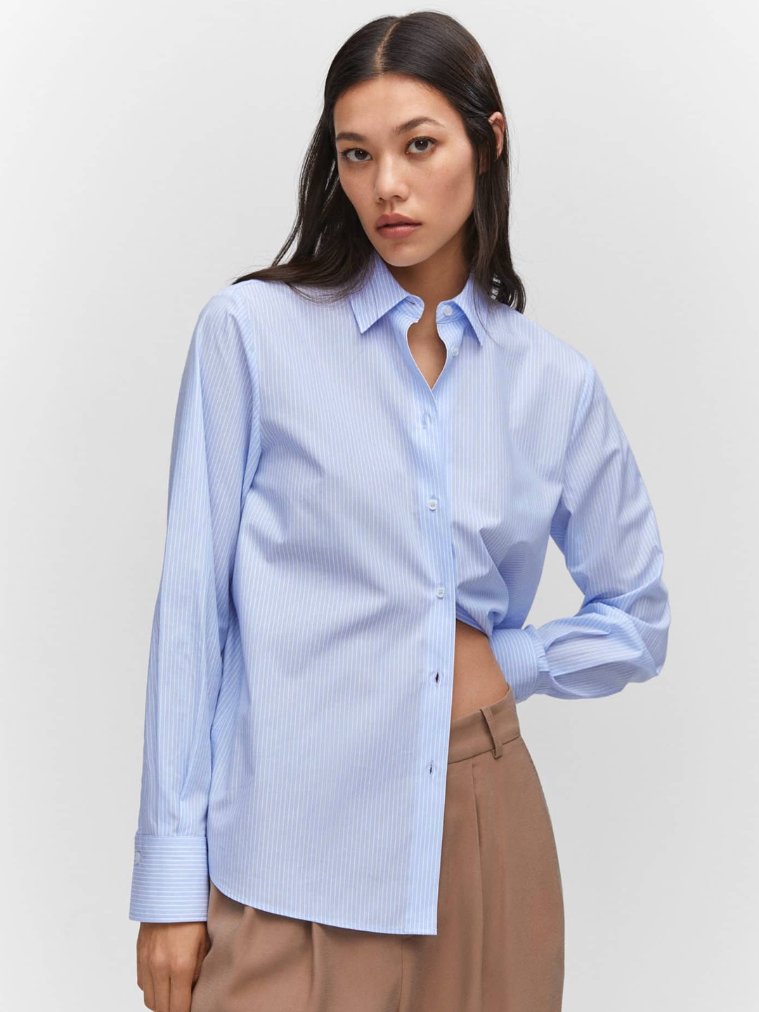 

MANGO Pinstripes Casual Shirt, Blue
