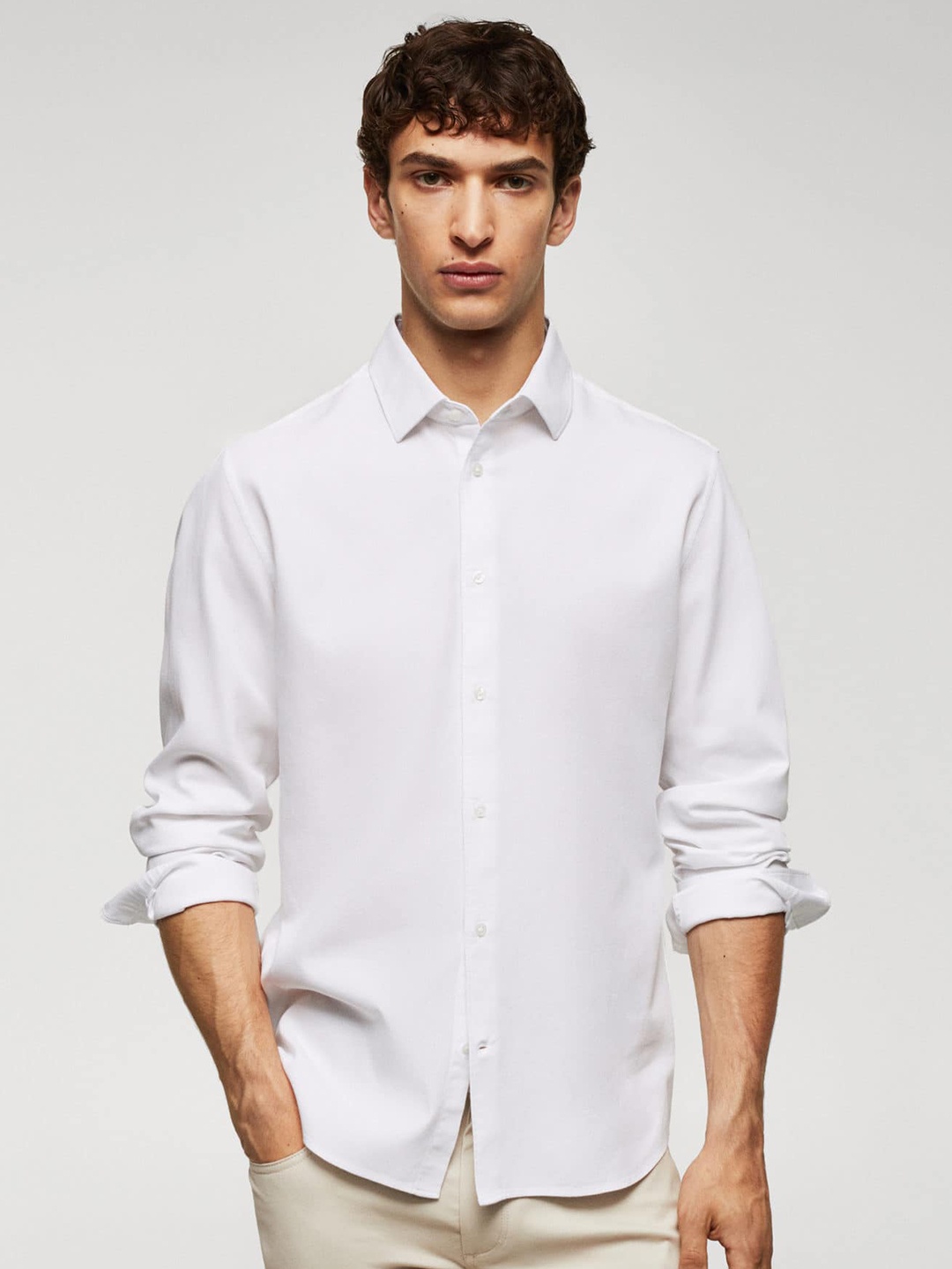 

MANGO MAN Pure Cotton Casual Shirt, White
