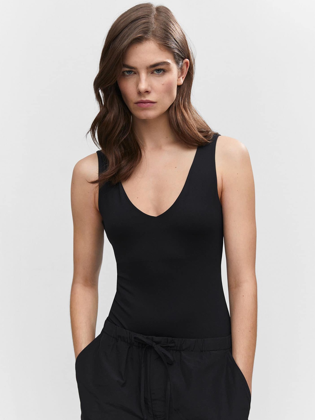

MANGO Solid Bodysuit, Black