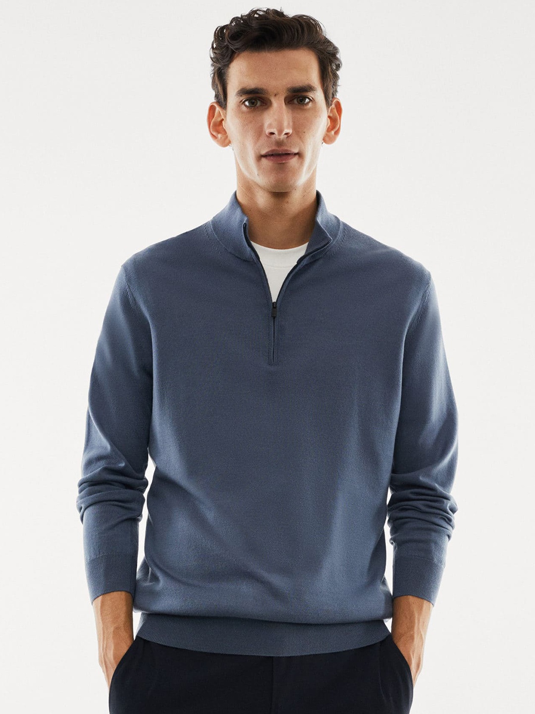 

MANGO MAN Woollen Pullover, Blue