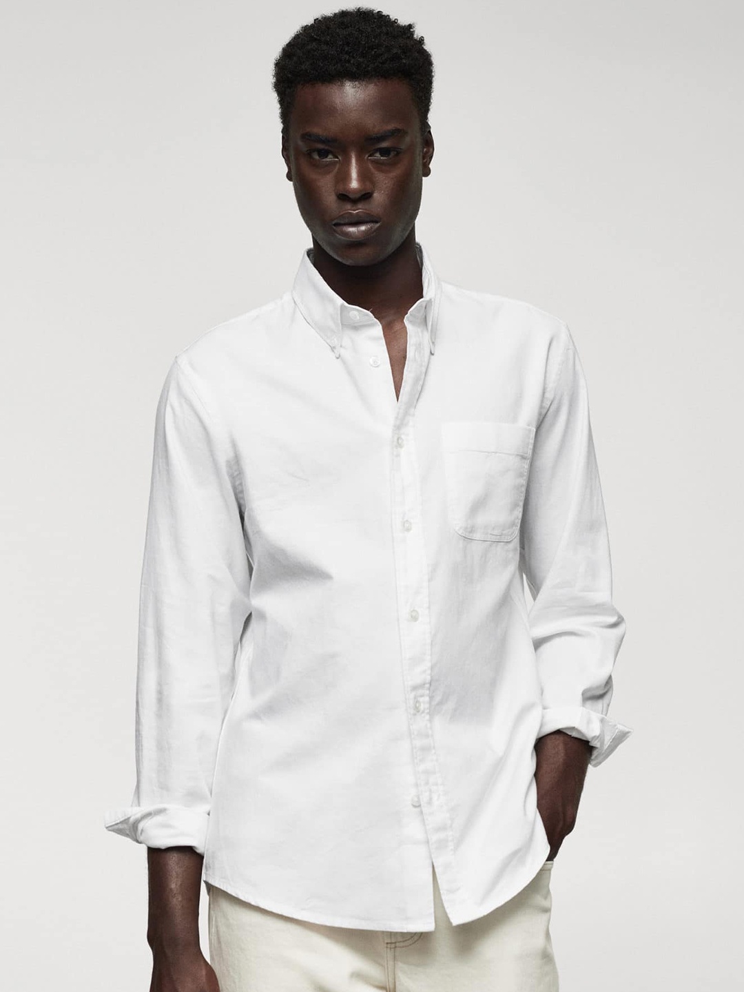 

MANGO MAN Pure Cotton Casual Shirt, White