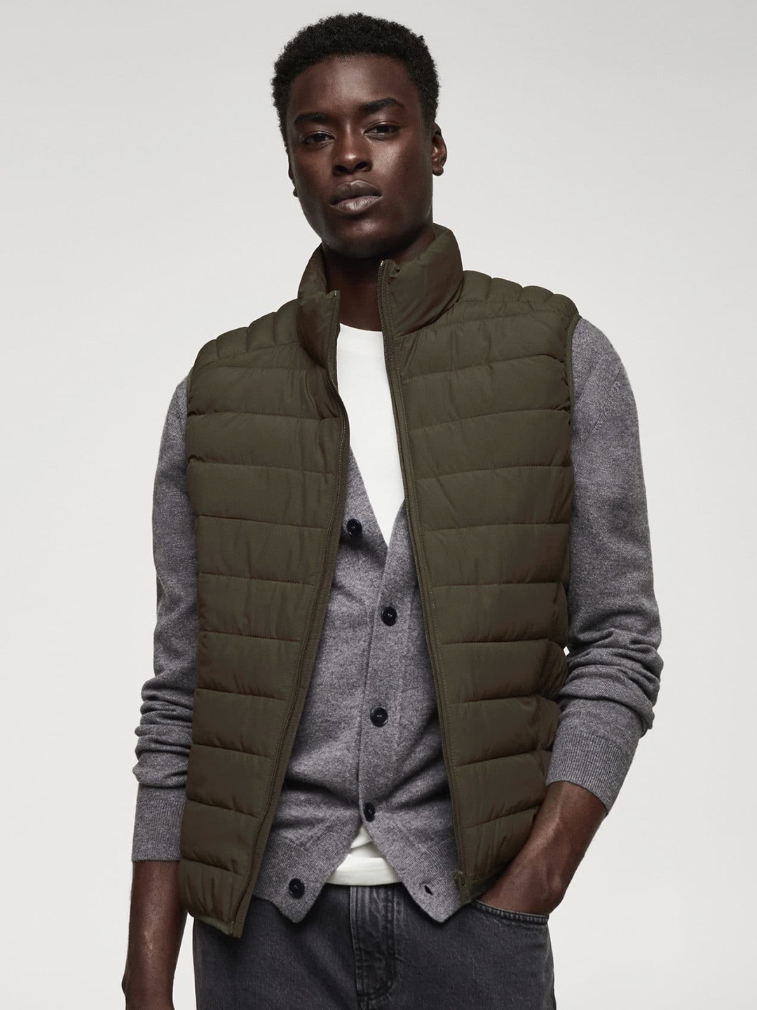 

MANGO MAN Ultralight Water-Repellent Quilted Jacket, Olive