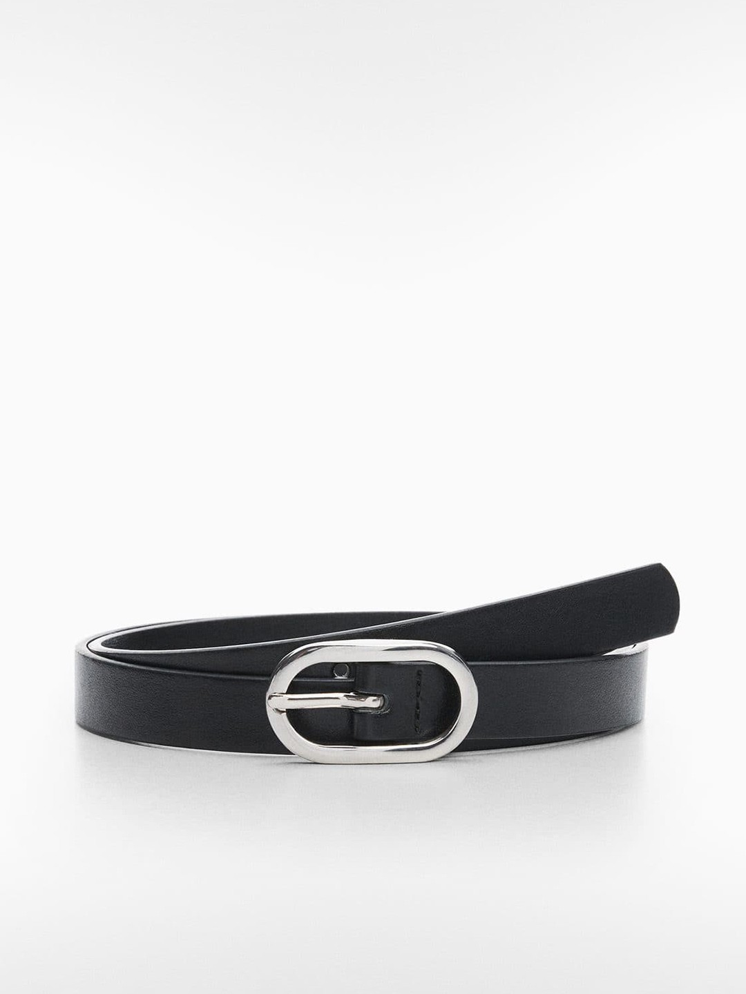 

MANGO Women Slim PU Belt, Black