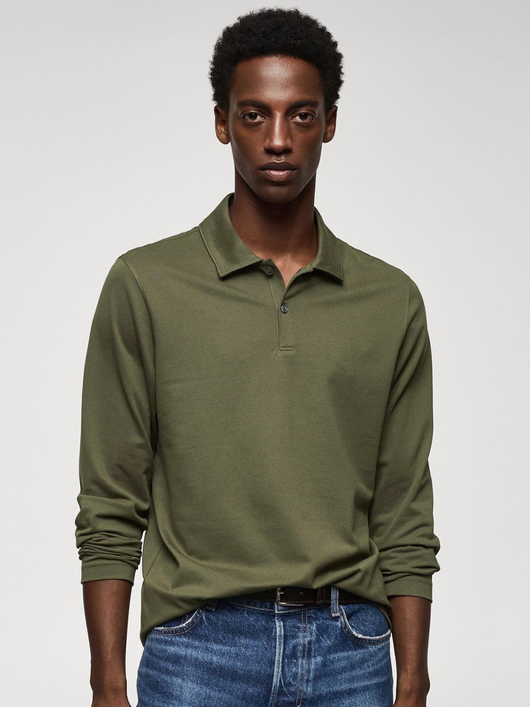 

MANGO MAN Polo Collar T-shirt, Olive