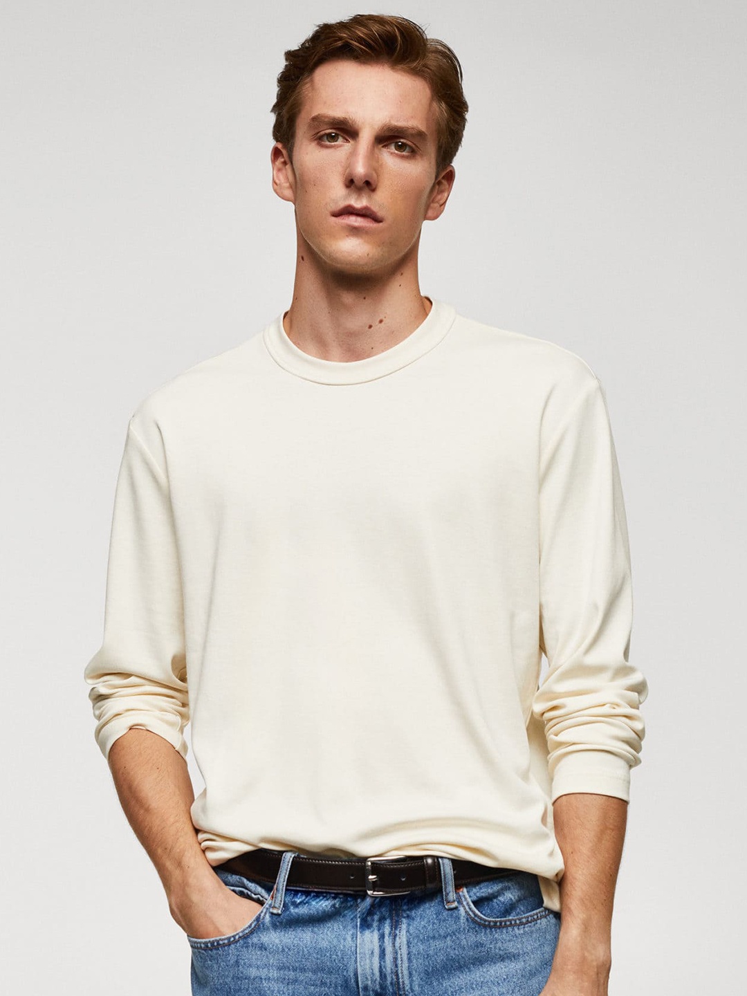 

MANGO MAN Pure Cotton T-shirt, White