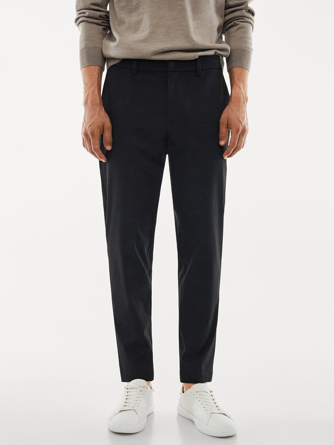 

MANGO MAN Solid Trousers, Black