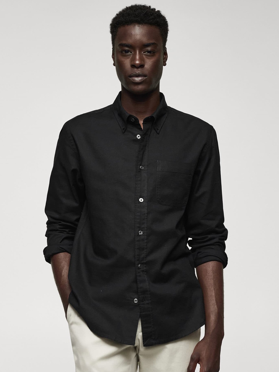 

MANGO MAN Pure Cotton Casual Shirt, Black