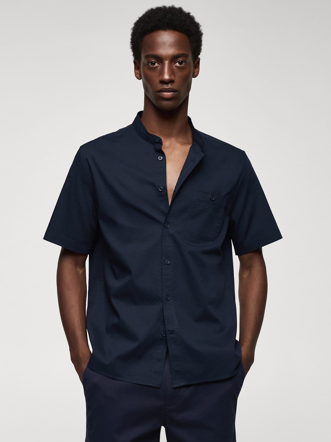 

MANGO MAN Pure Cotton Casual Shirt, Navy blue