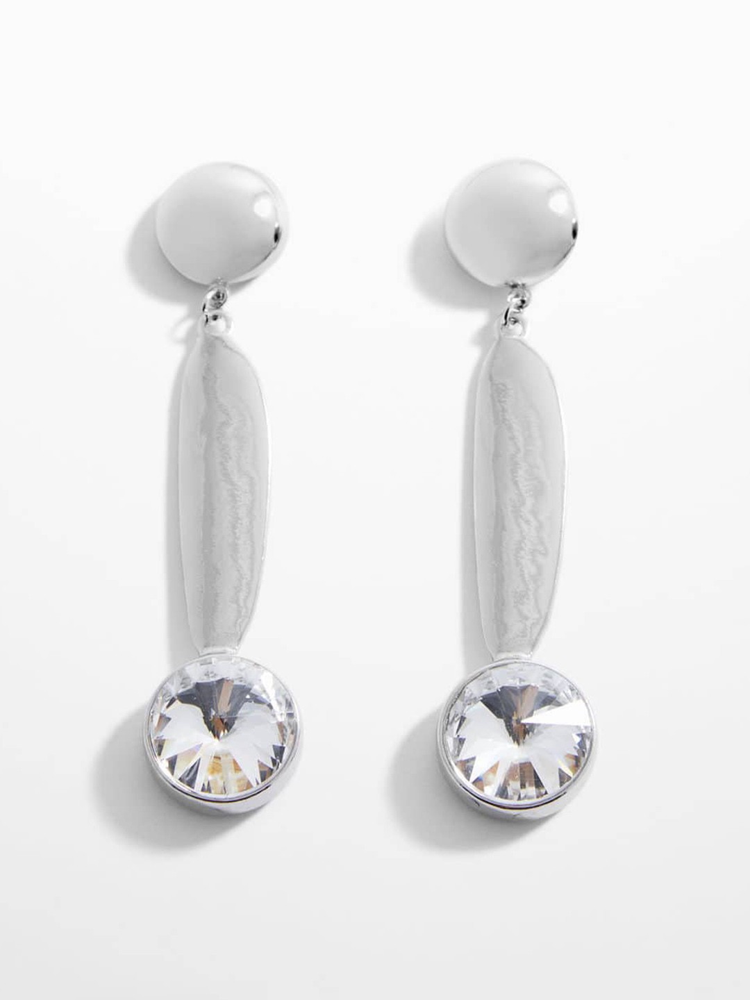 

MANGO Women Studded Contemporary-Shaped Drop Earrings, Silver