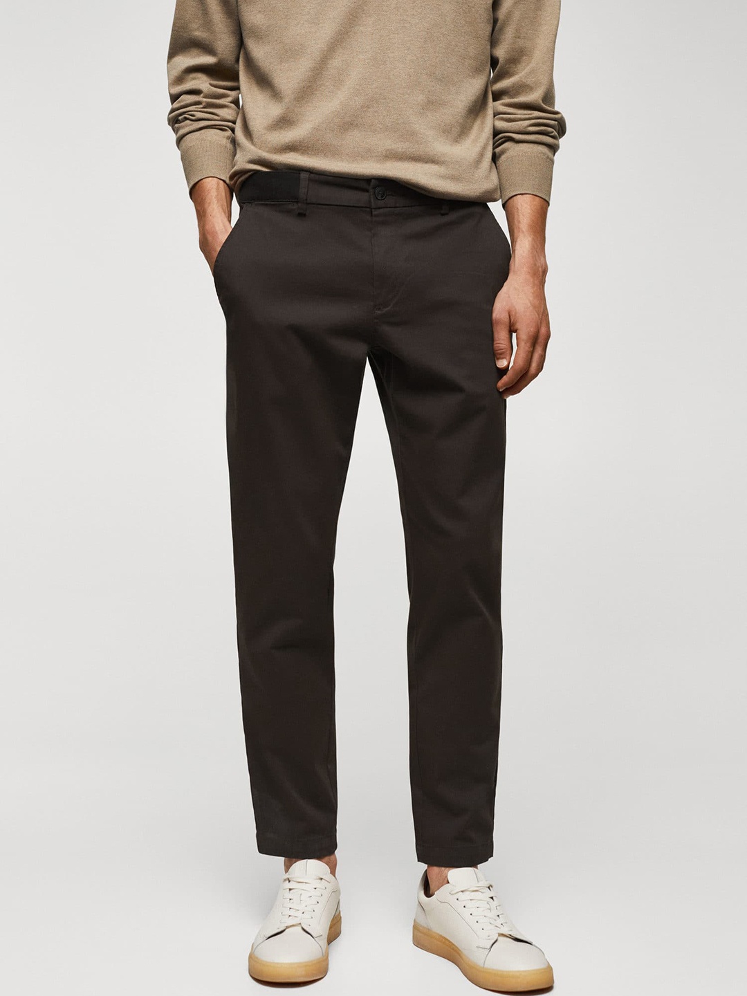 

MANGO MAN Solid Trousers, Olive