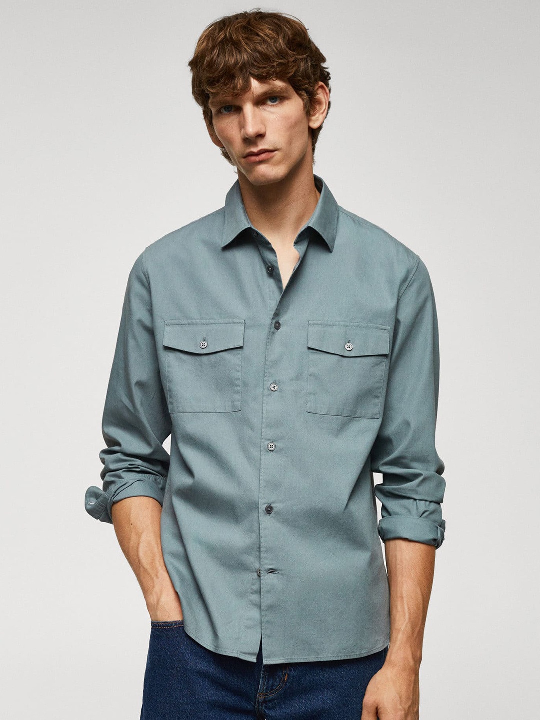 

MANGO MAN Pure Cotton Casual Shirt, Green