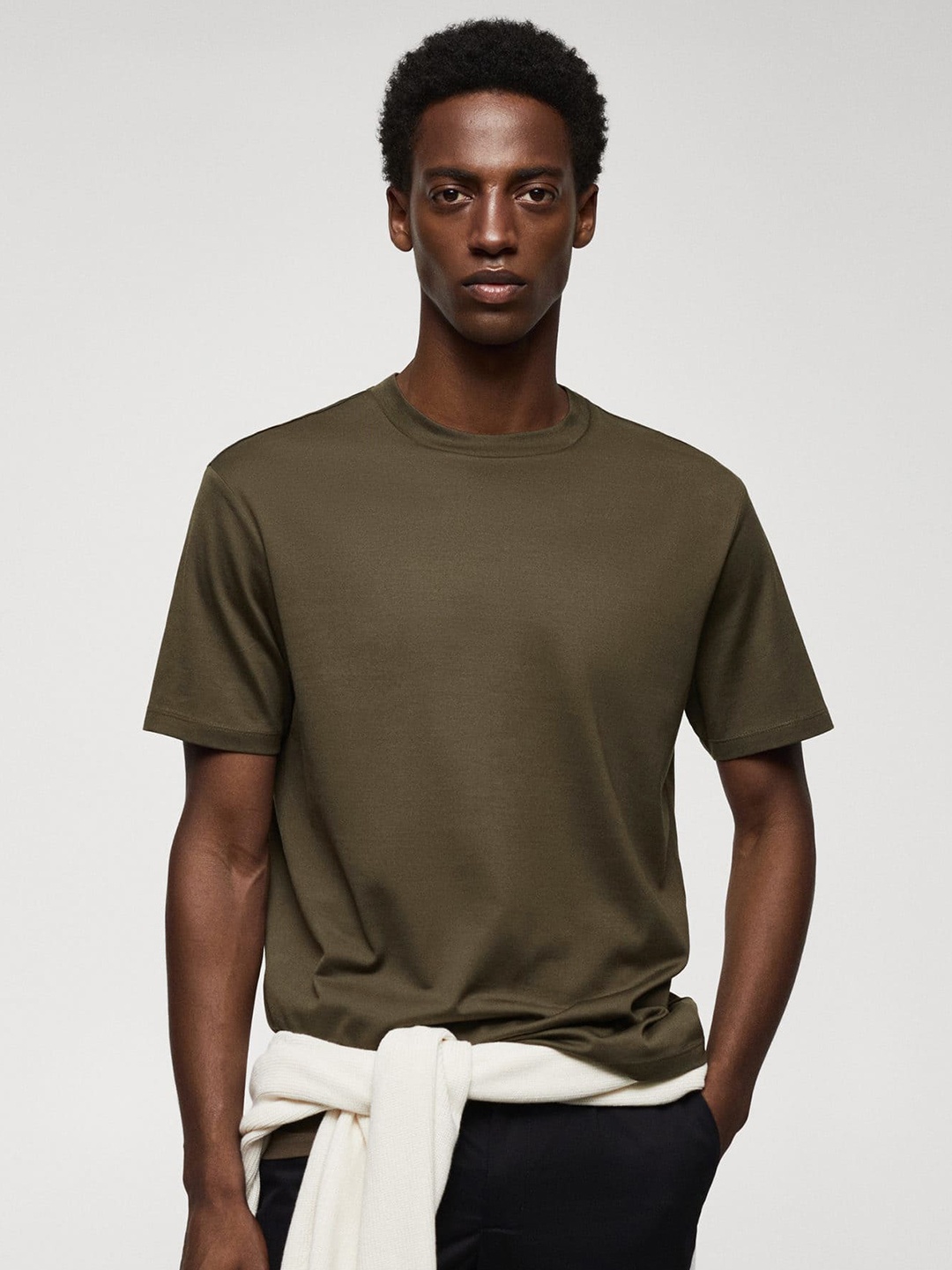 

MANGO MAN Pure Cotton T-shirt, Brown