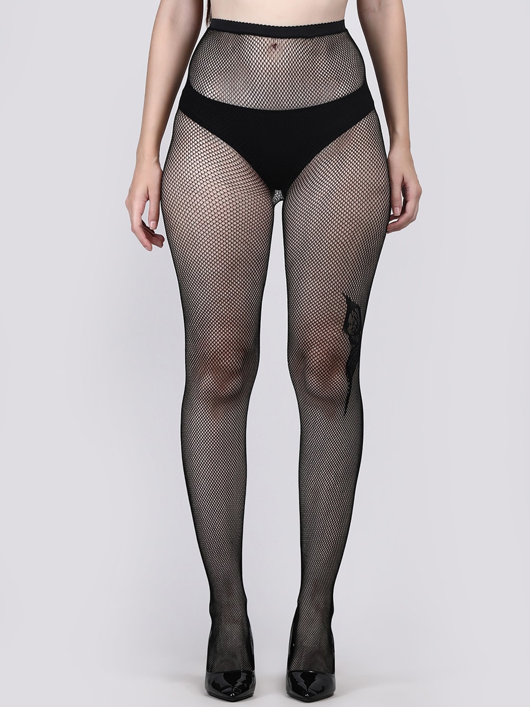 

Secret Lives Self Design Stockings, Black