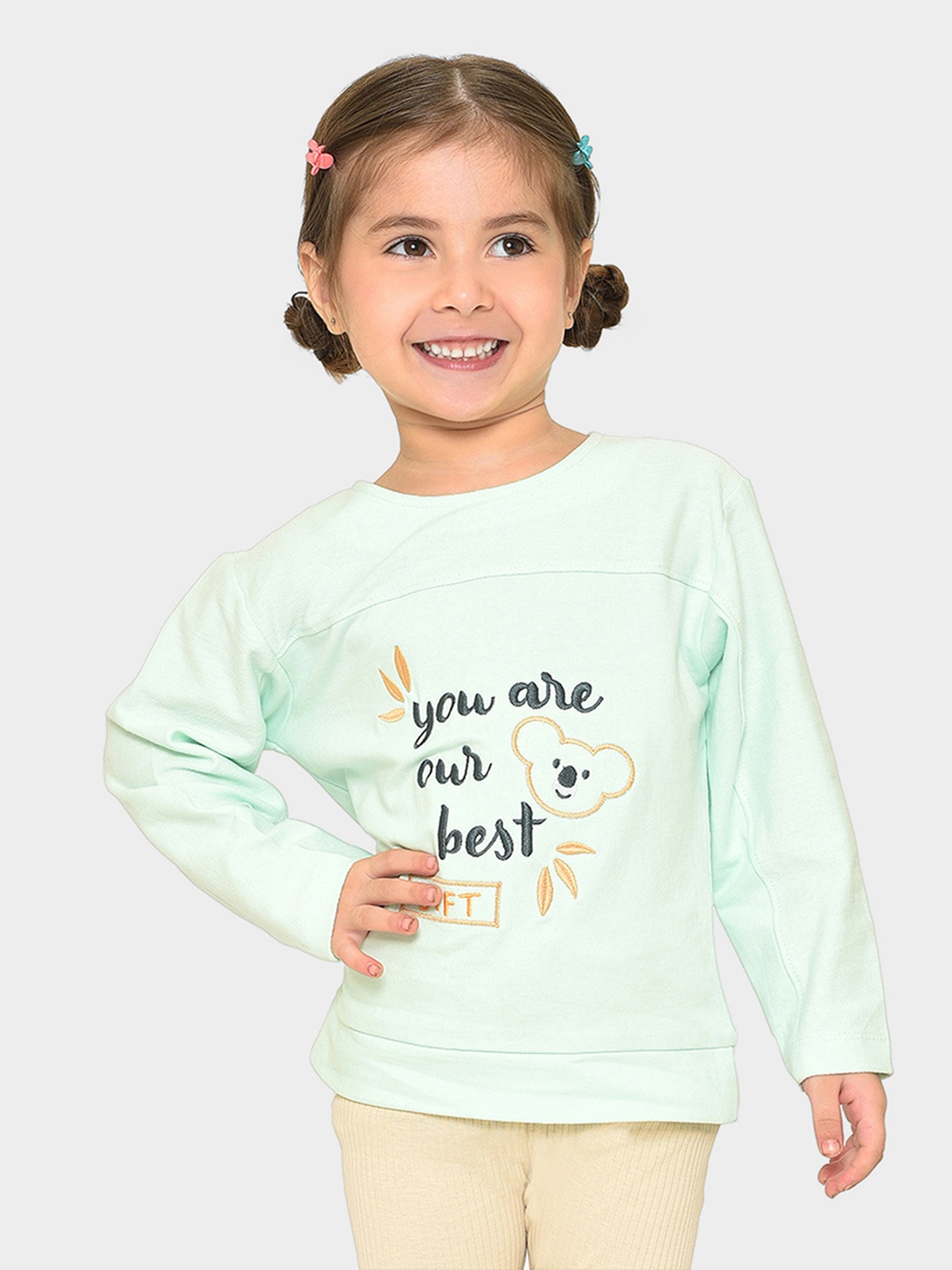 MiArcus Kids Typography Embroidered Cotton Pullover Sweatshirt, Blue