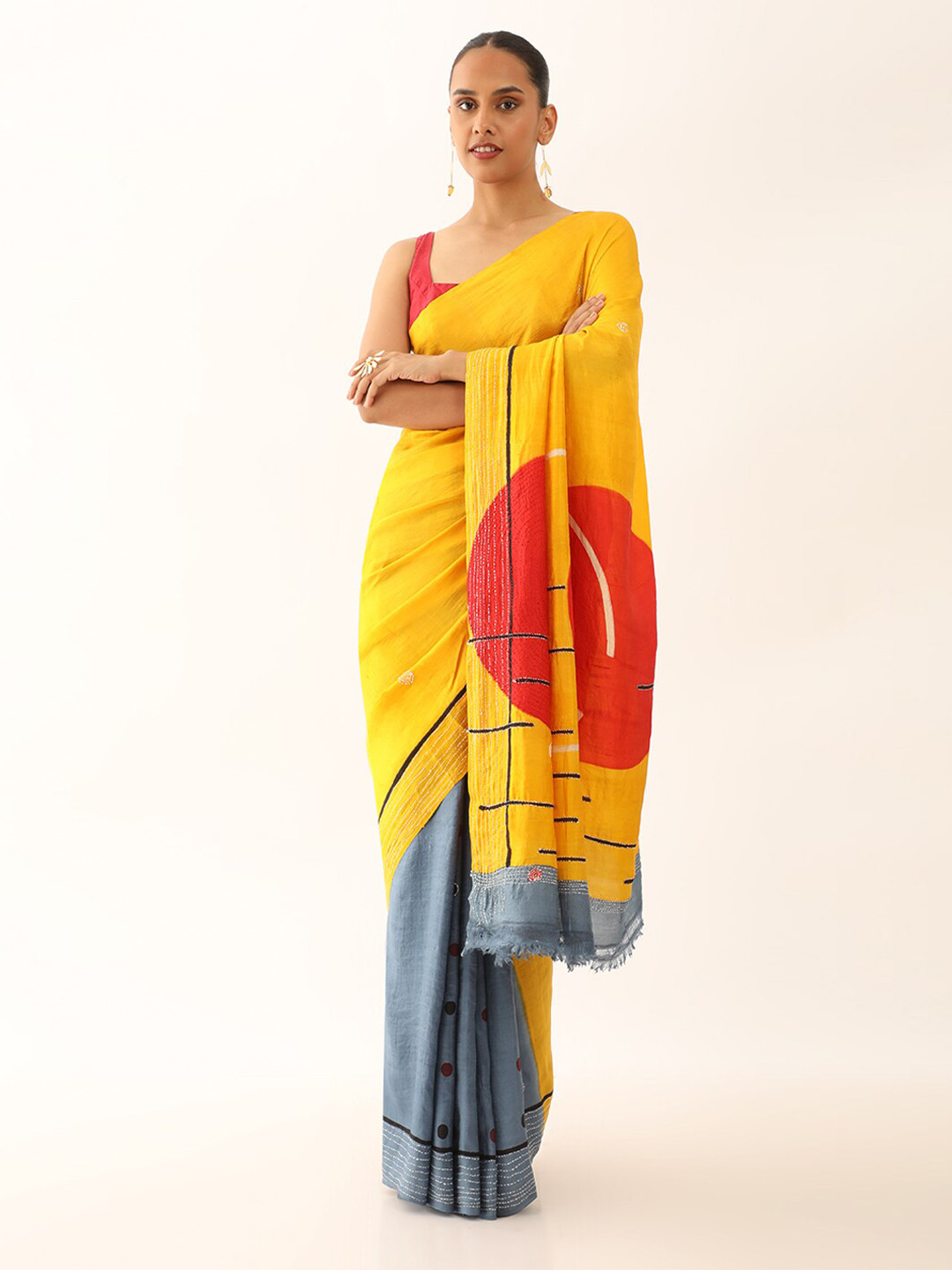 

Taneira Abstract Embroidered Pure Silk Murshidabad Silk Saree, Yellow
