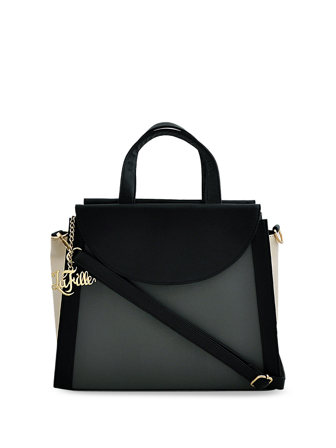 

LaFille Colourblocked Water Resistant Structured Handheld Bag, Black