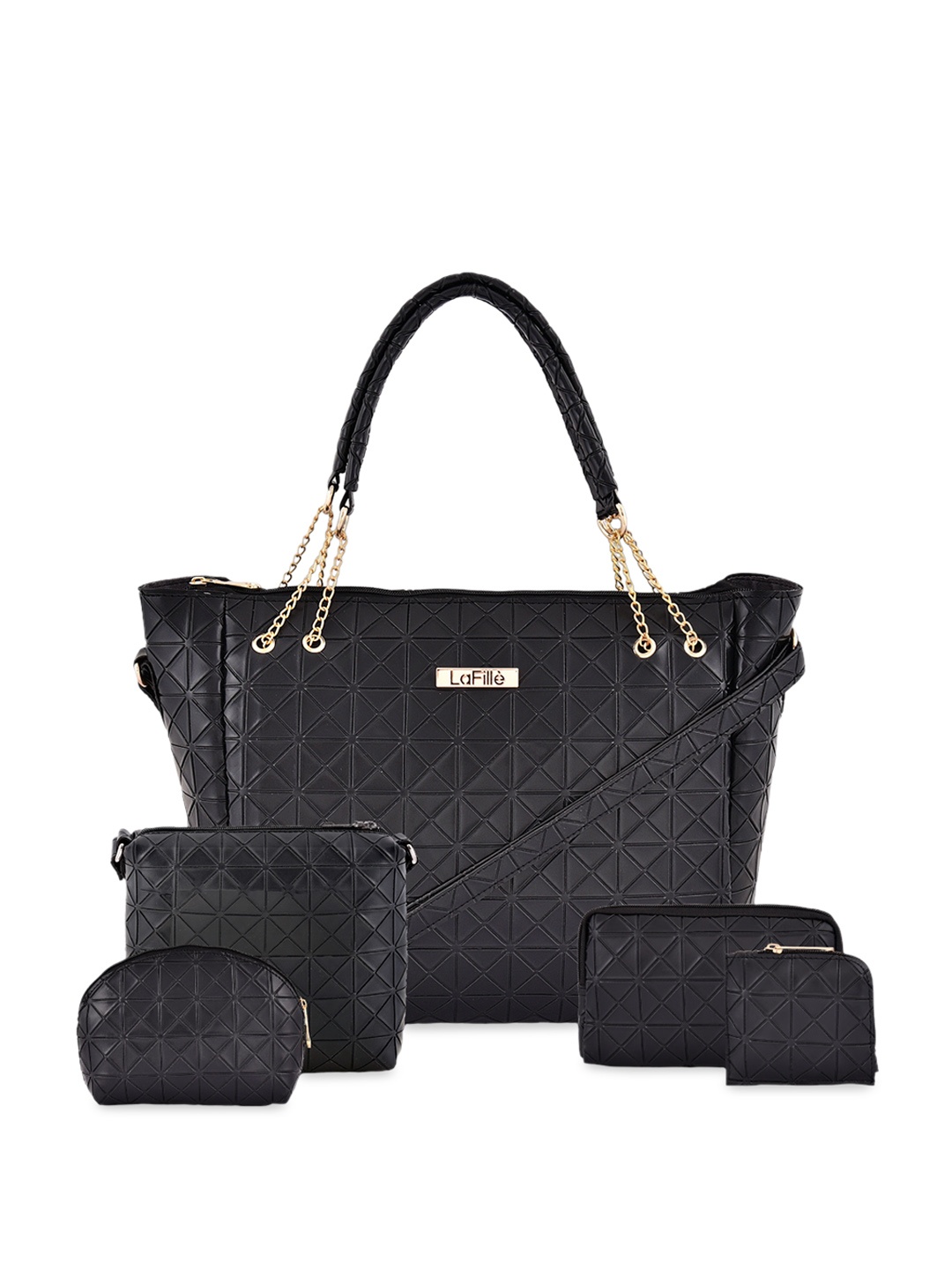 

LaFille PU Oversized Structured Handheld Bag, Black