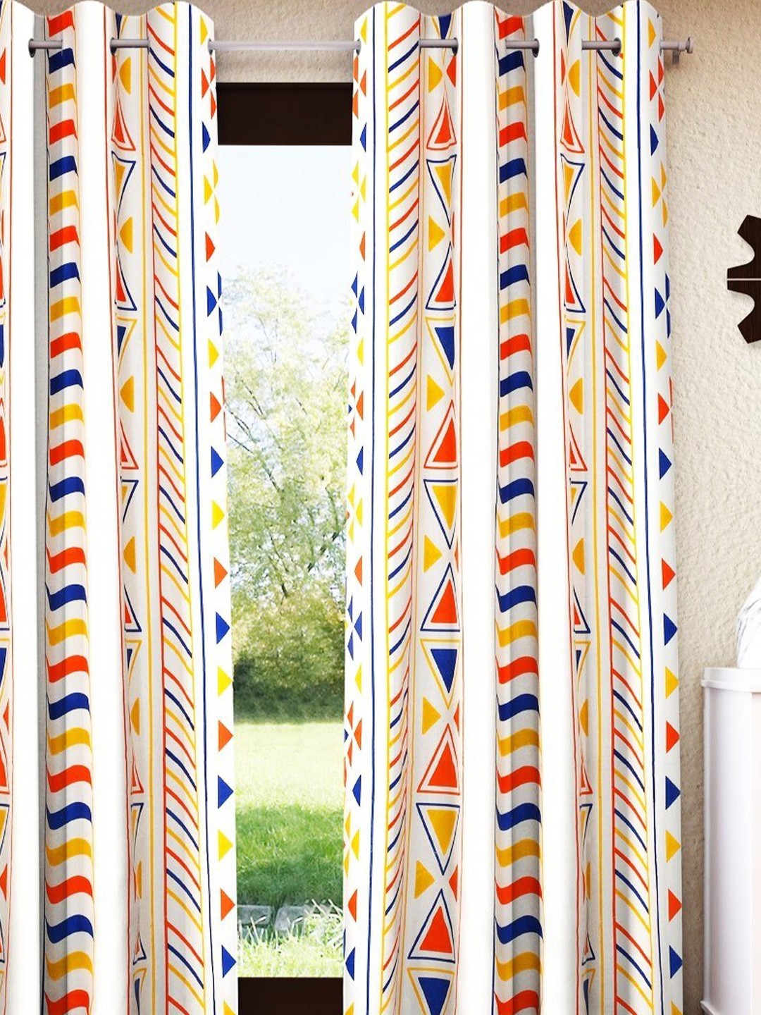 

Home Sizzler Assorted Geometric Pure Cotton Room Darkening Door Curtain