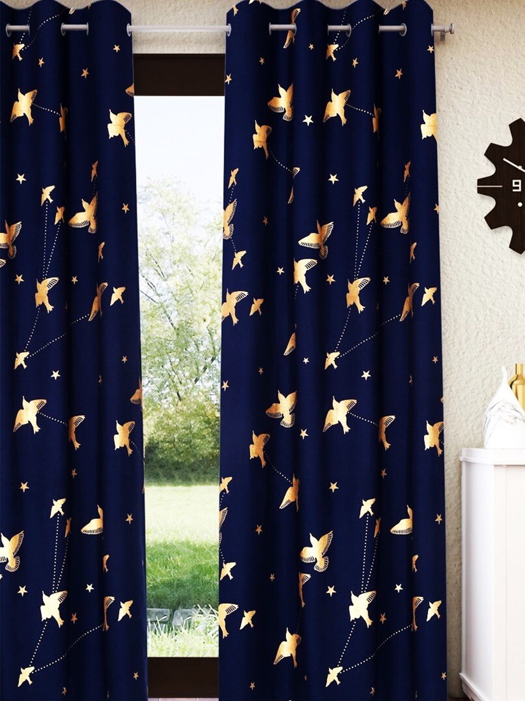 

Home Sizzler Blue & Beige Room Darkening Door Curtain