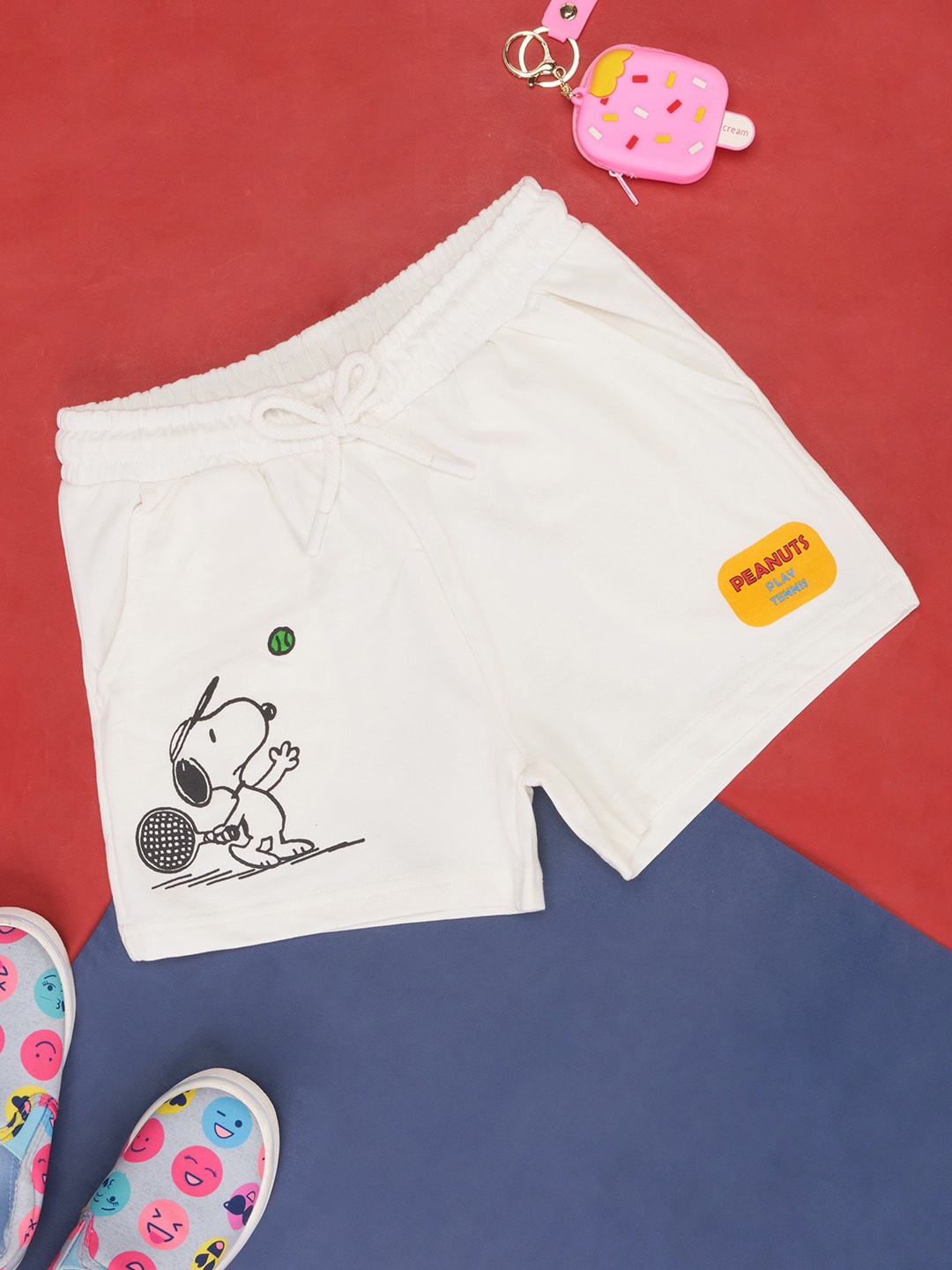 

Pantaloons Junior Girls Peanut Printed Shorts, Off white