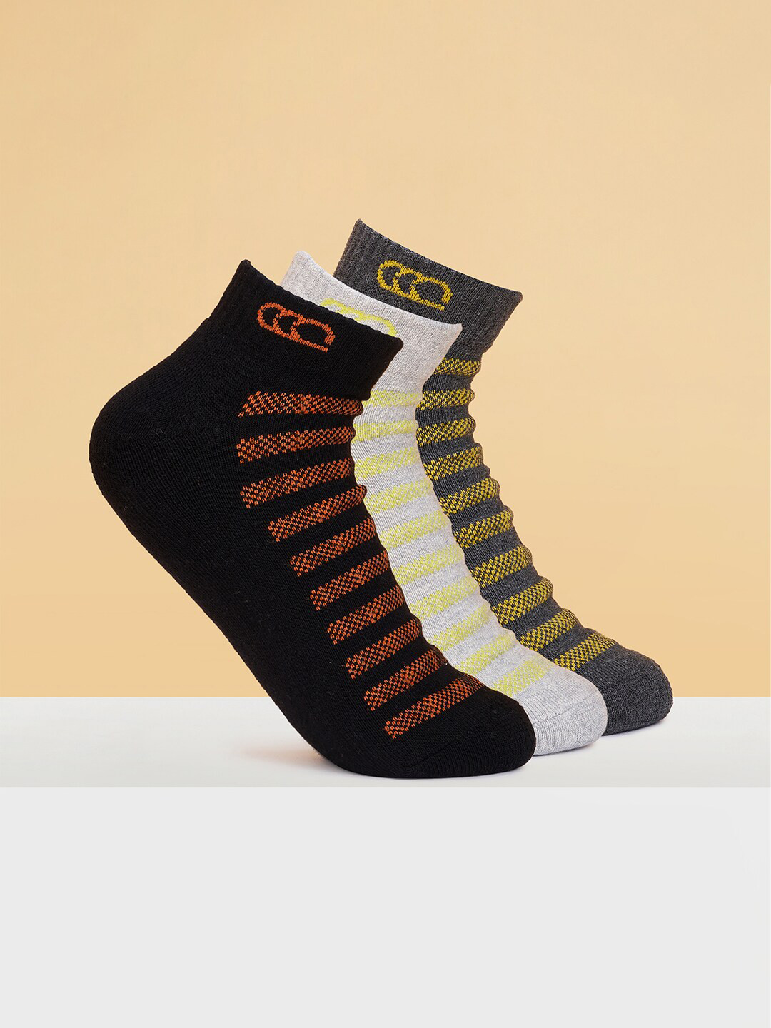 

Ajile by Pantaloons Men Pack Of 3 Striped Ankle-Length Socks, Black