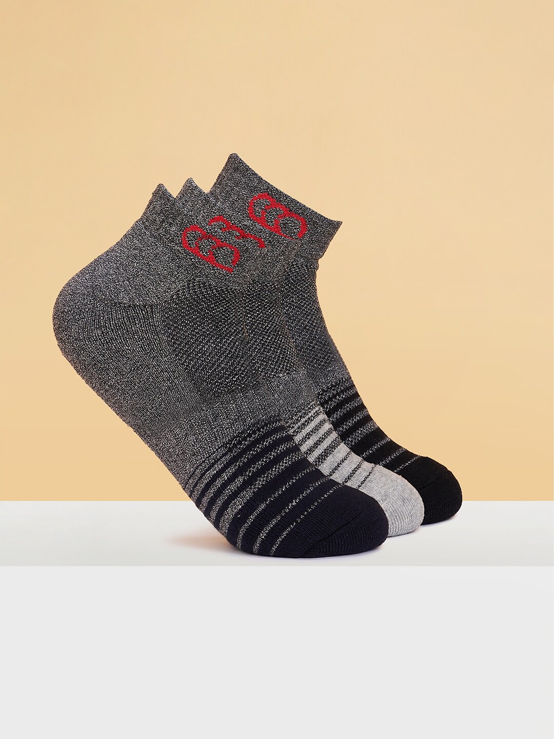 

Ajile by Pantaloons Men Pack Of 3 Patterned Ankle-Length Socks, Grey