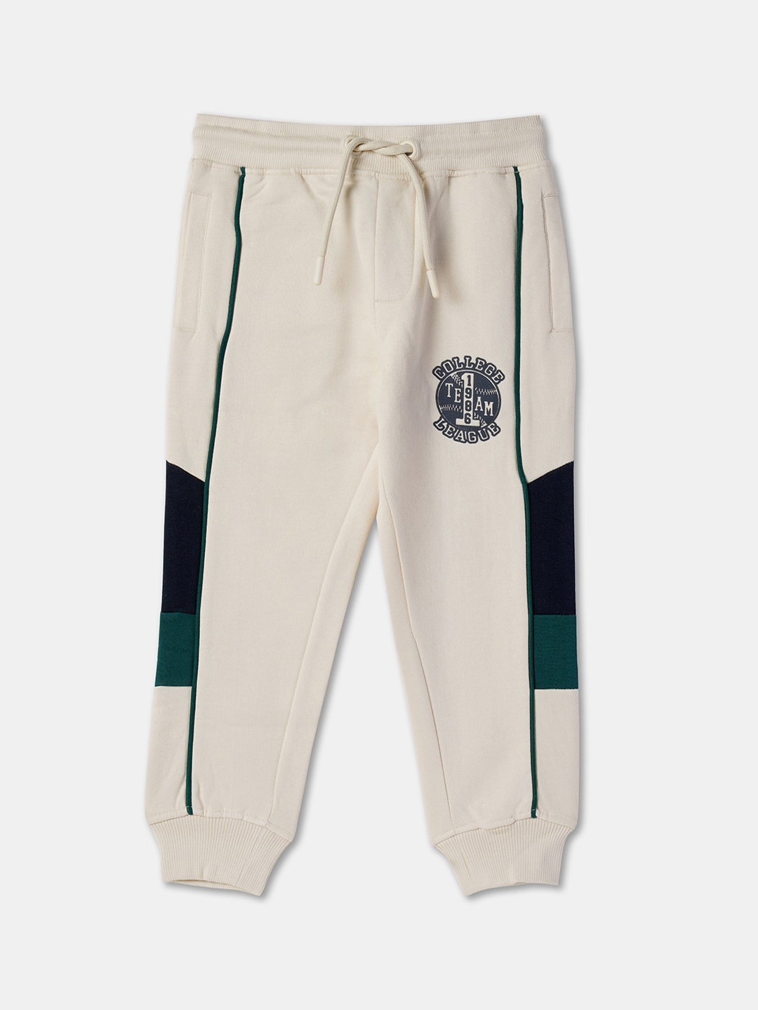 

R&B Boys Regular Fit Cotton Joggers, Beige