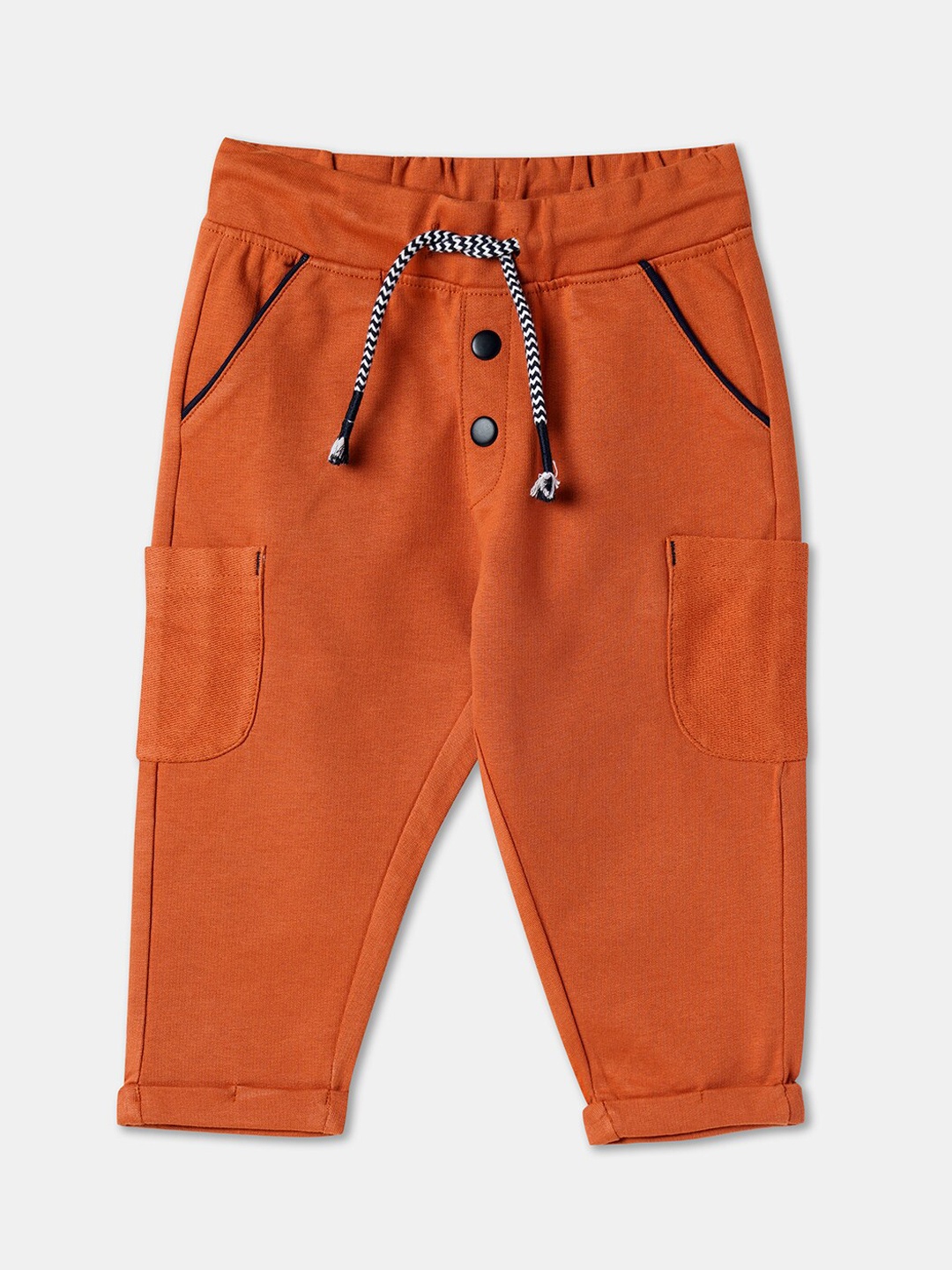 

R&B Boys Regular Fit Cotton Joggers, Orange