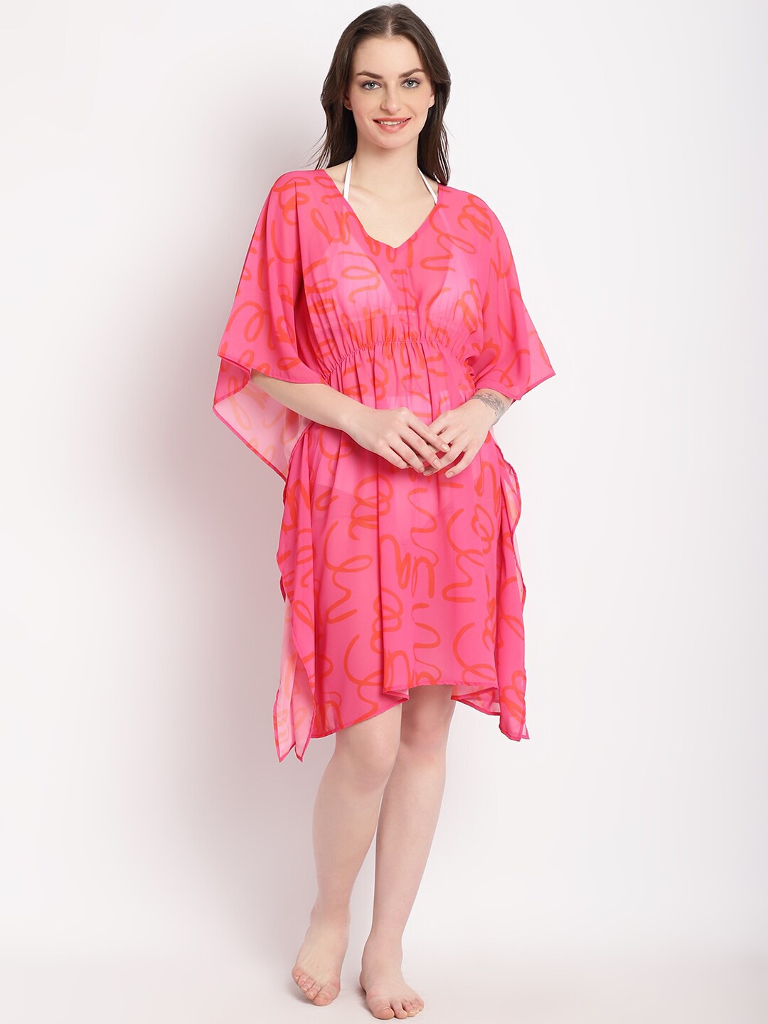 

EROTISSCH Printed Kaftan Swimwear Cover-Up Dress, Pink