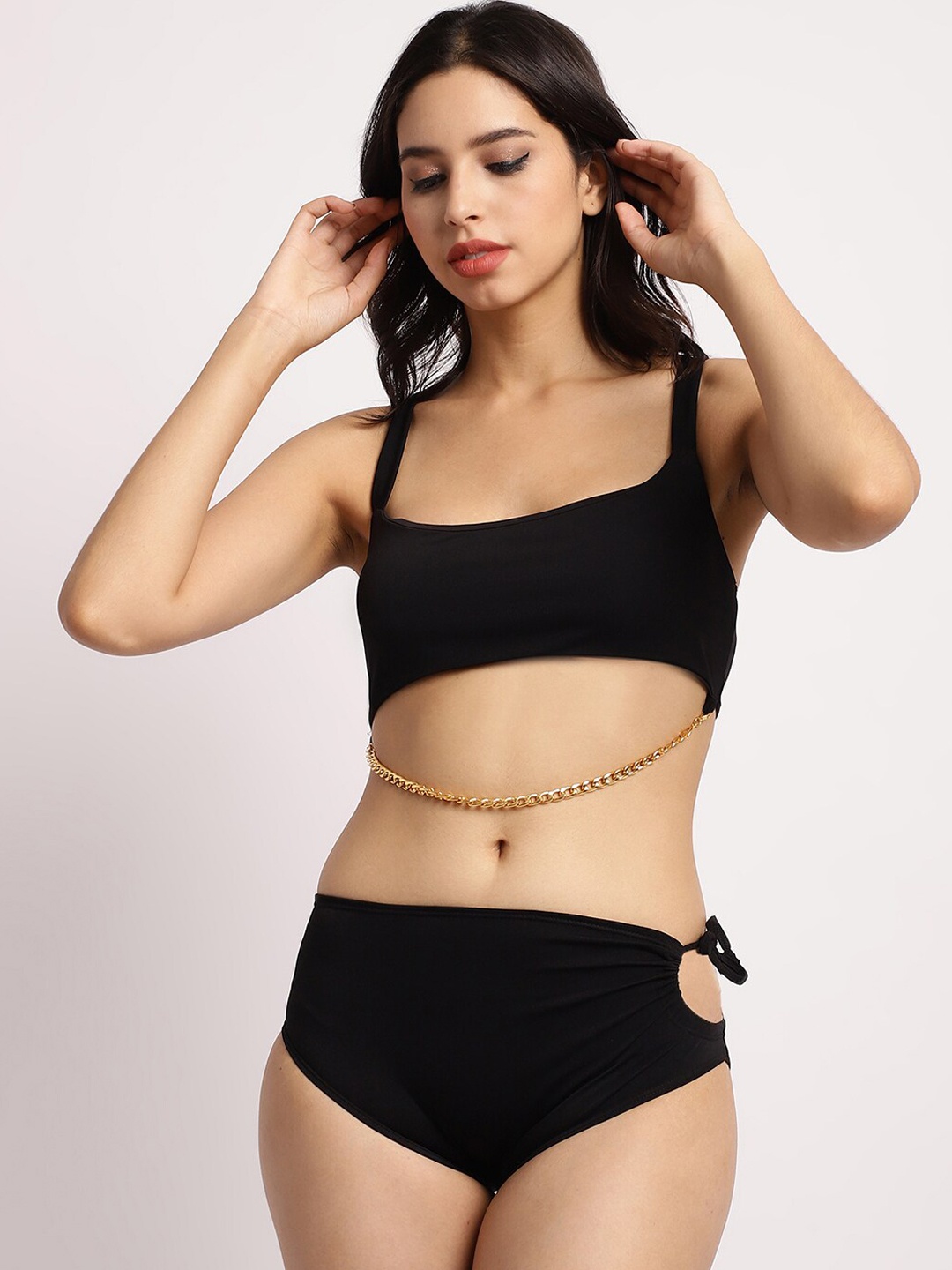 

EROTISSCH Criss-Cross Back Bralette & Briefs Swim Set, Black