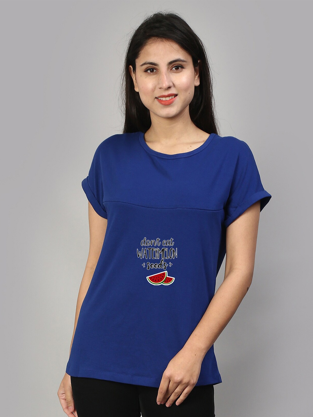 SillyBoom Maternity Feeding Printed Extended Sleeves T-Shirt, Blue