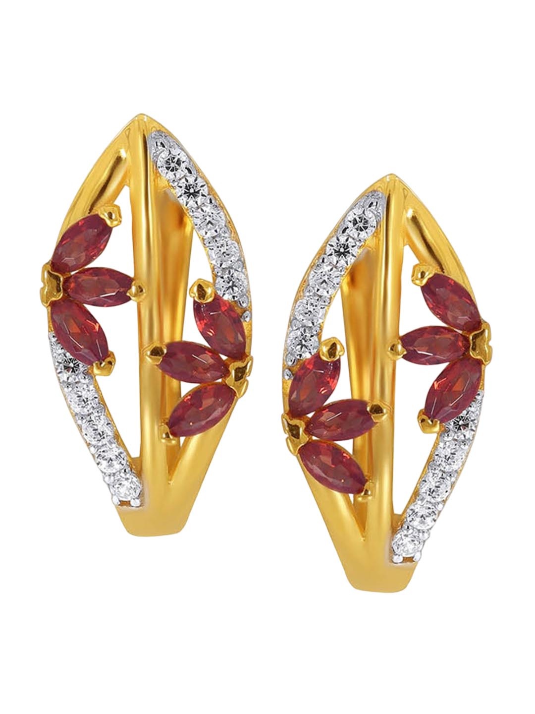 

SENCO 18 KT Gold Crimson Petals Hoop Earrings- 3.0 gm, Yellow