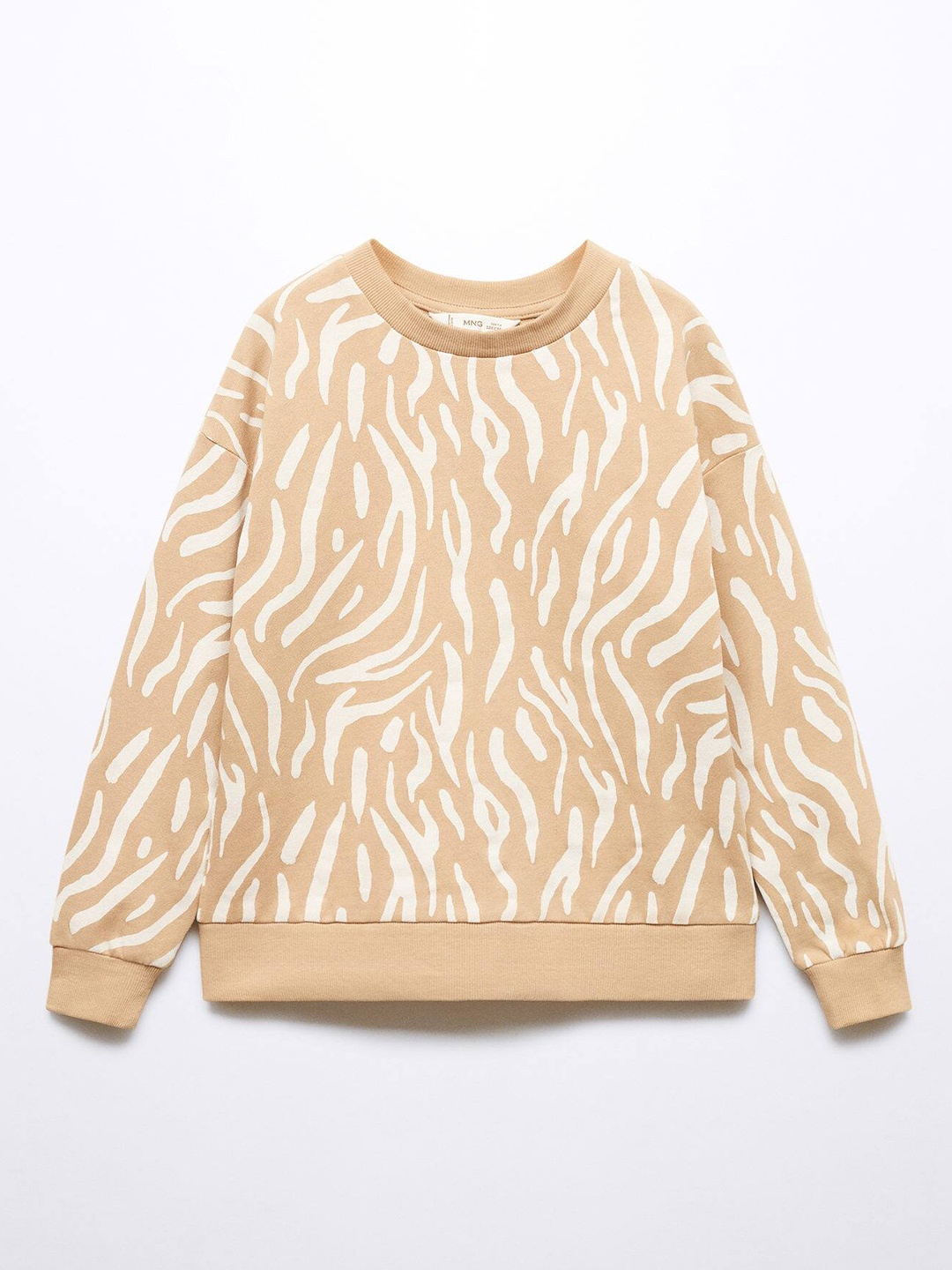 

Mango Kids Girls Abstract Printed Round Neck Sweatshirt, Brown