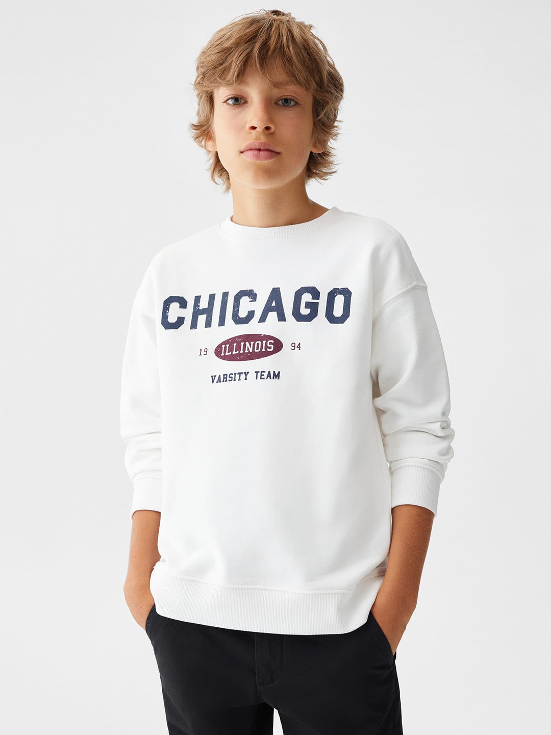 

Mango Kids Boys Cotton Typography Printed Sweatshirt, White