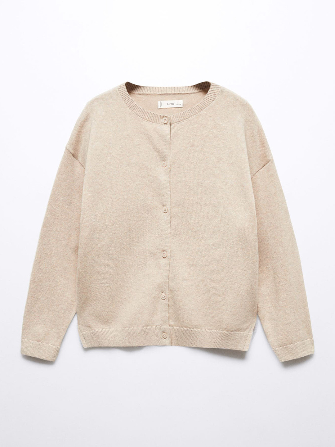 

Mango Kids Girls Drop-Shoulder Sleeves Cardigan, Beige