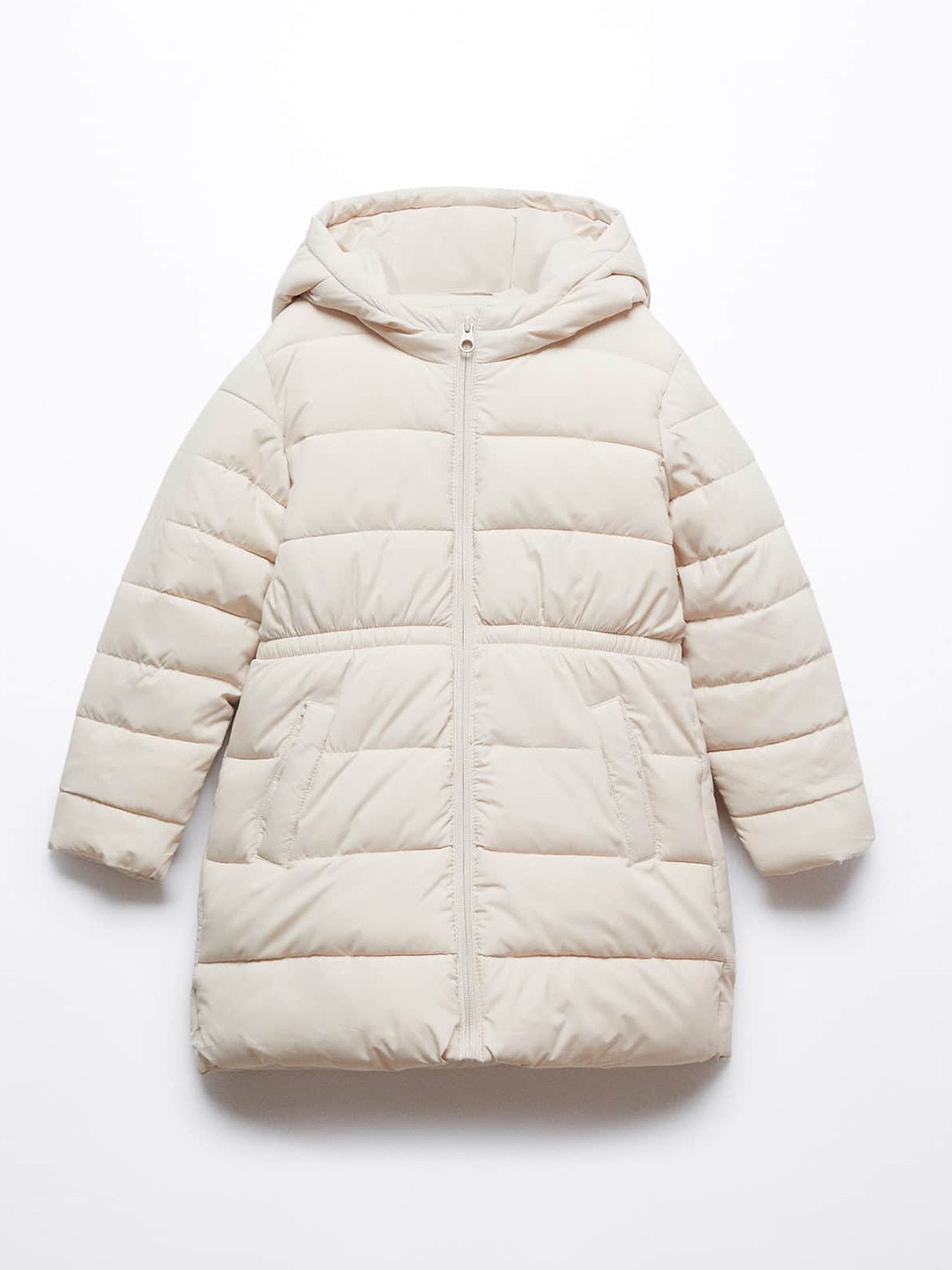 

Mango Kids Girls Hooded Longline Padded Jacket, Beige