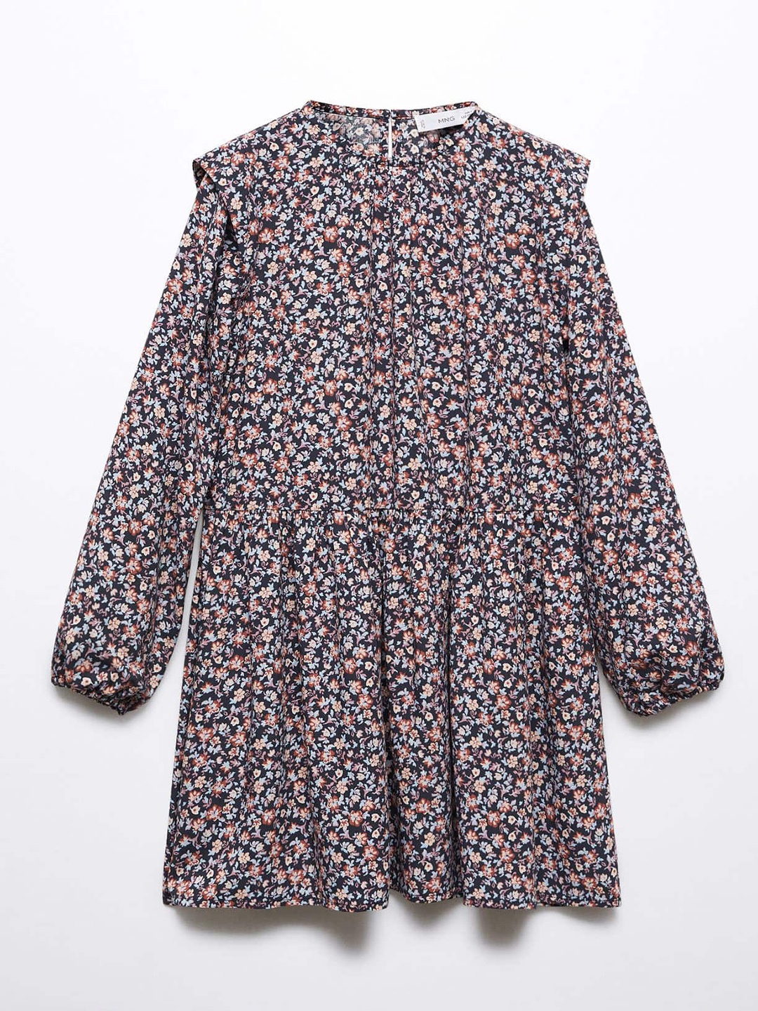 

Mango Kids Girls Floral Print Puff Sleeve A-Line Dress, Black