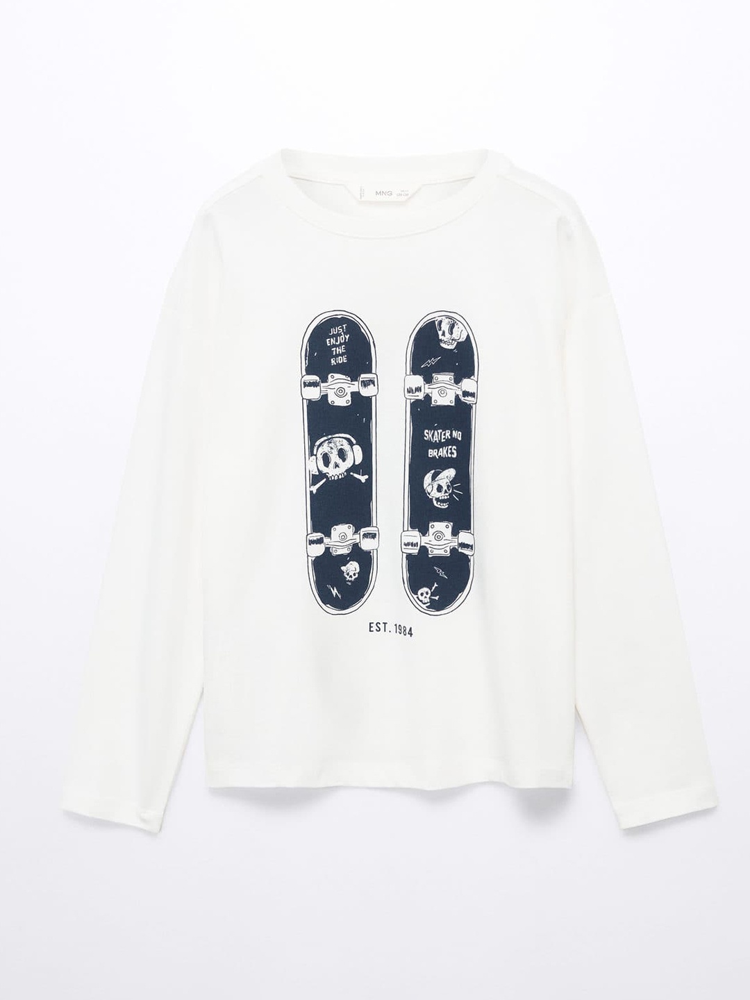 

Mango Kids Boy Graphic Printed Pure Cotton T-shirt, White