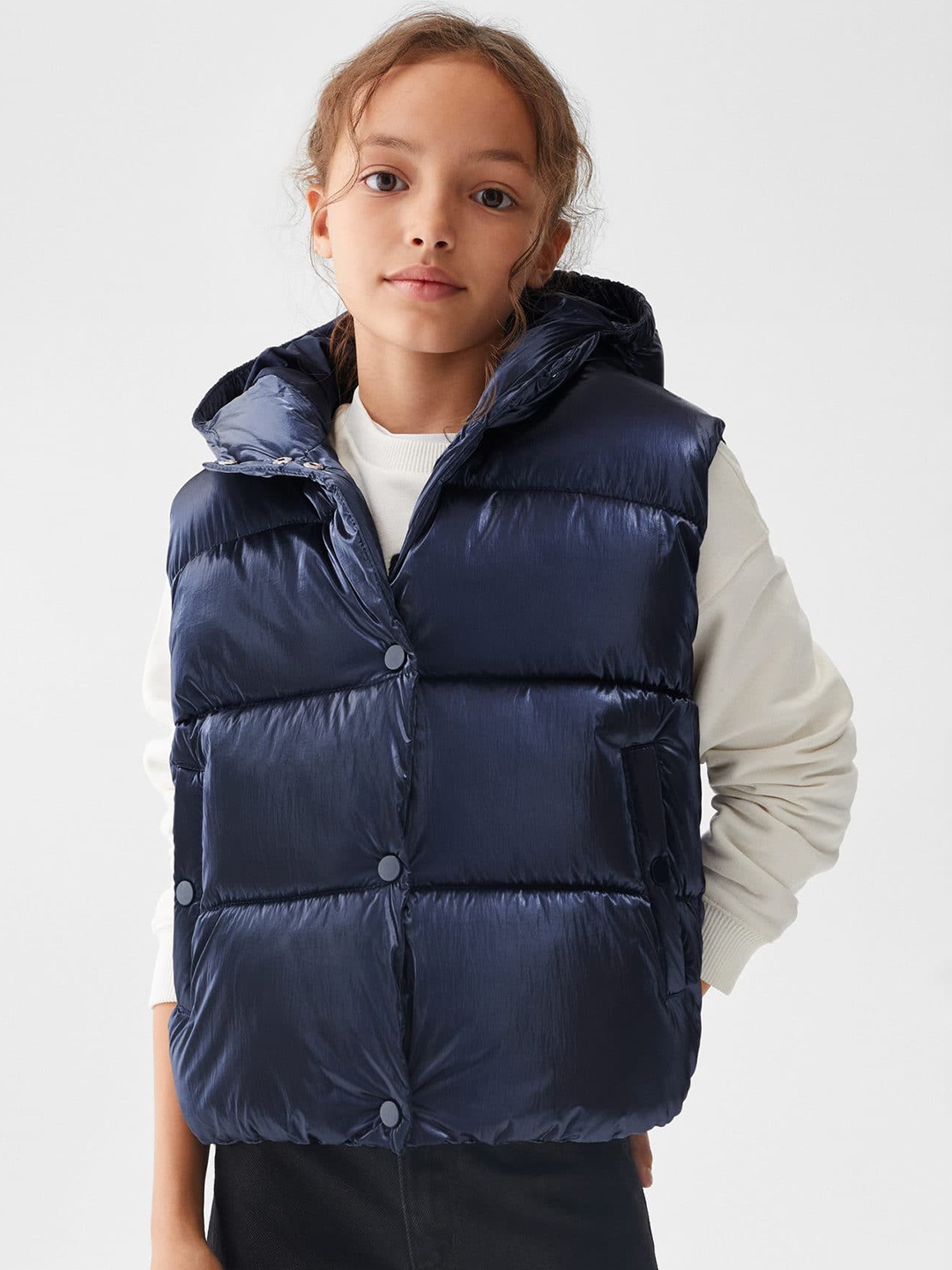 

Mango Kids Girls Padded Gilet, Navy blue