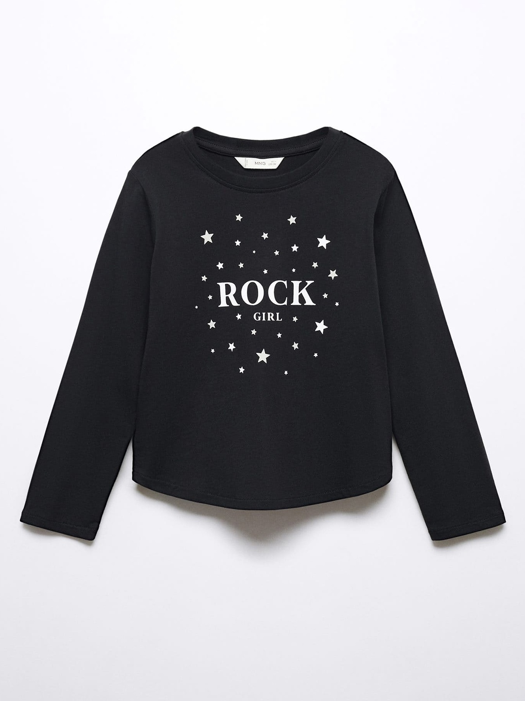 

Mango Kids Girls Pure Cotton Typography Printed T-shirt, Black