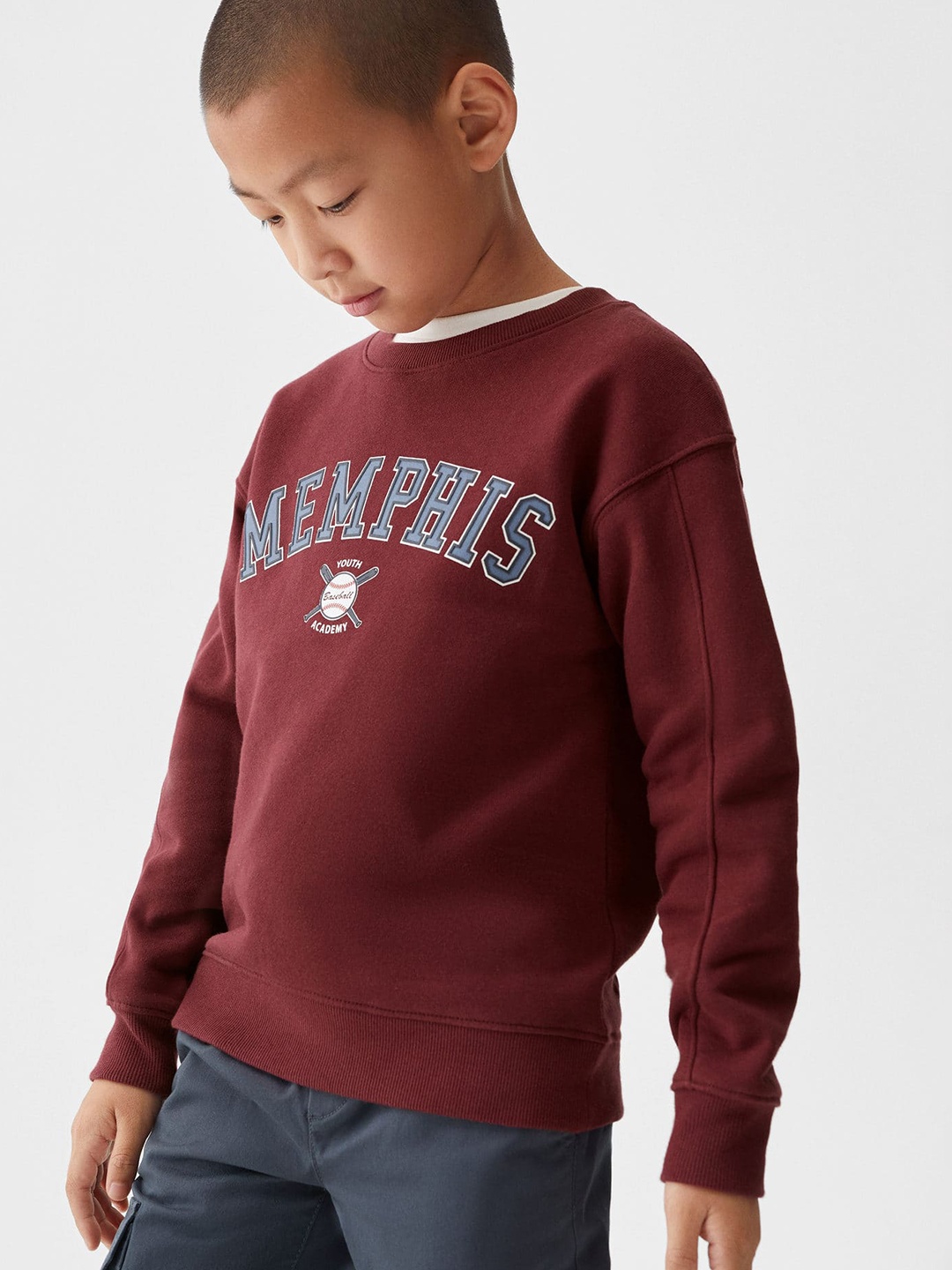 

Mango Kids Boys Cotton Typography Printed Sweatshirt, Maroon
