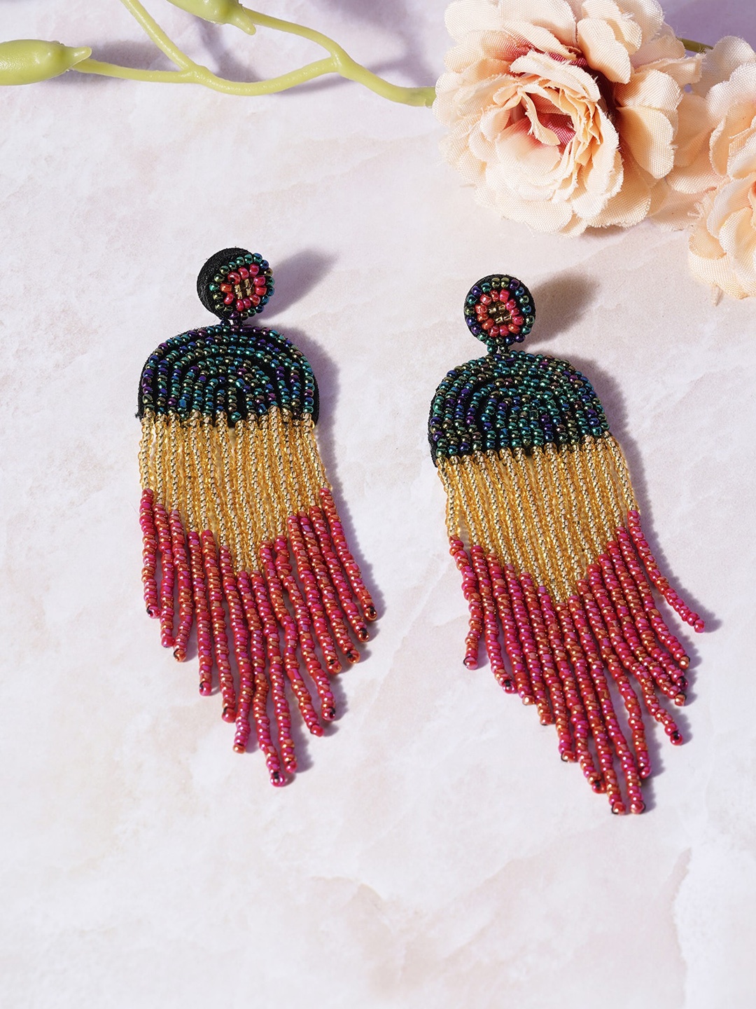 

AQUASTREET Contemporary Beaded Drop Earrings, Green