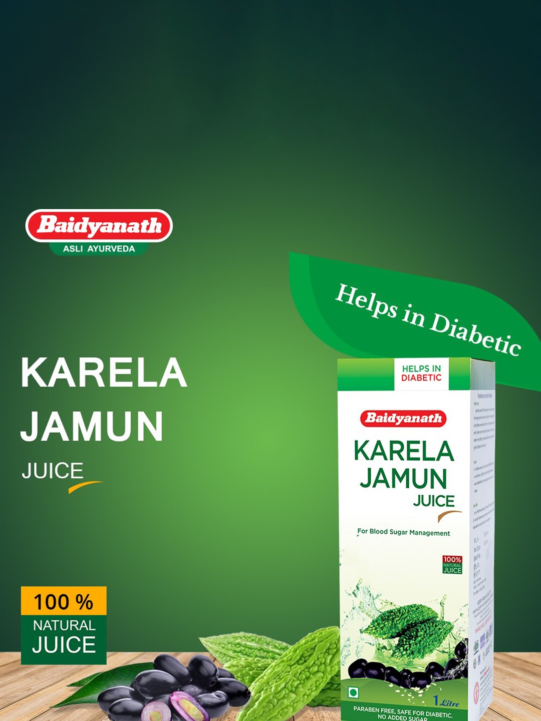 

Baidyanath Karela Jamun Juice for Diabetes - 1 L, Green