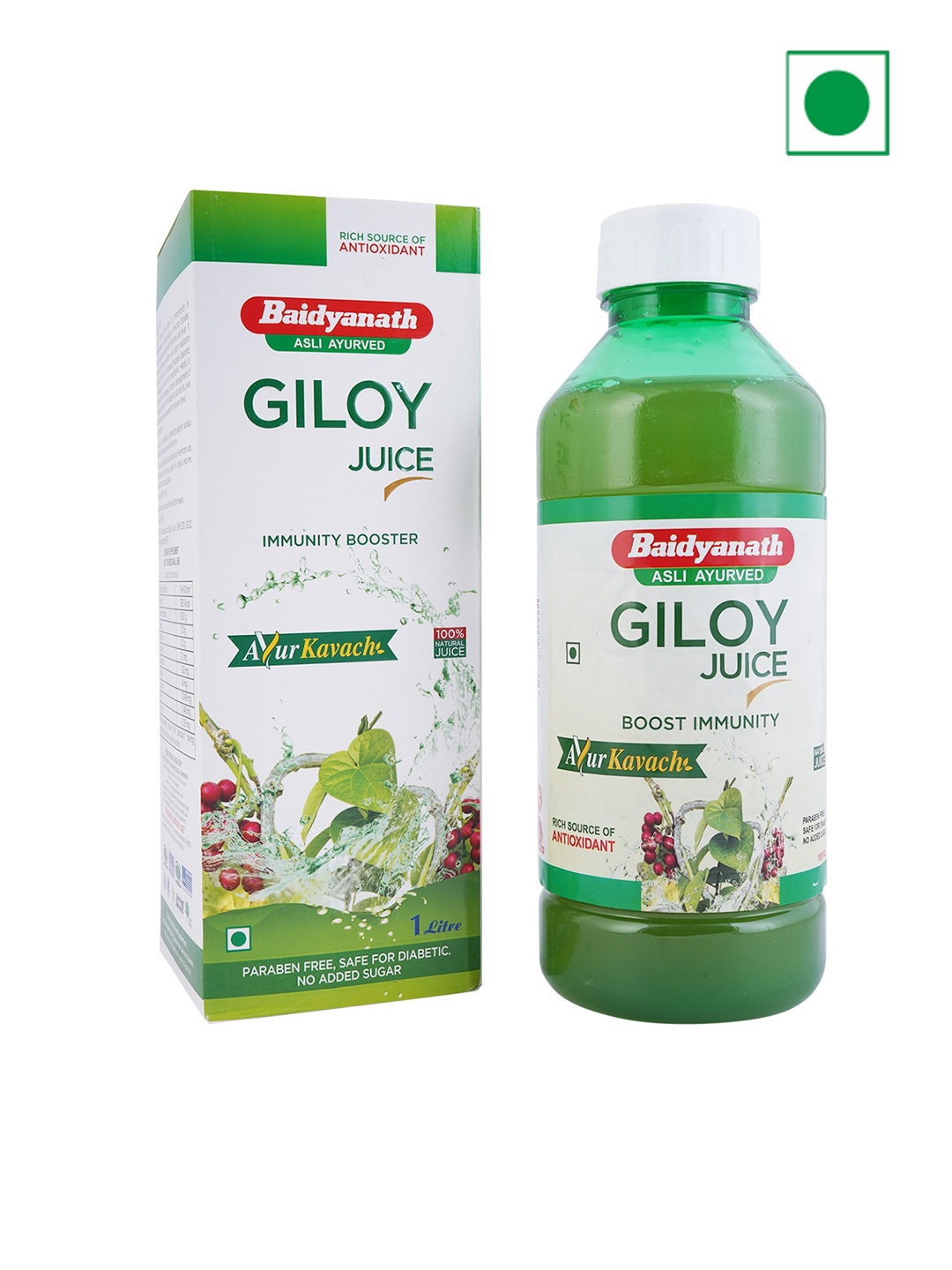 

Baidyanath Giloy Juice Source of Anti-Oxidant to Boost Immunity - 1 litre, Green